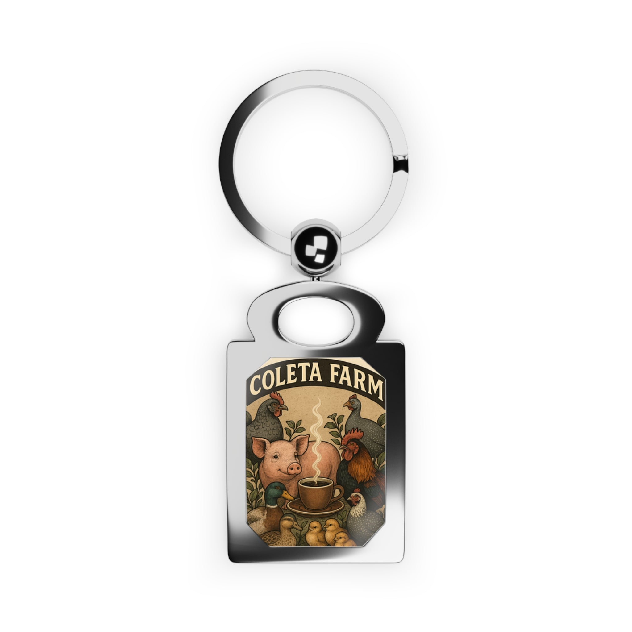 Rectangle Photo Keyring - Customizable Keychain, Farm Theme Keepsake, Unique Gift, Personalized Keyring, Cute Animal Design