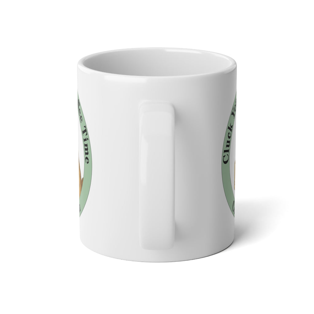 20 oz 2 sided green Funny Chicken Coffee Mug, Cluck Yeah It's Coffee Time, Rooster Mug for Farm Lovers, Gift for Birthdays, Kitchen Decor