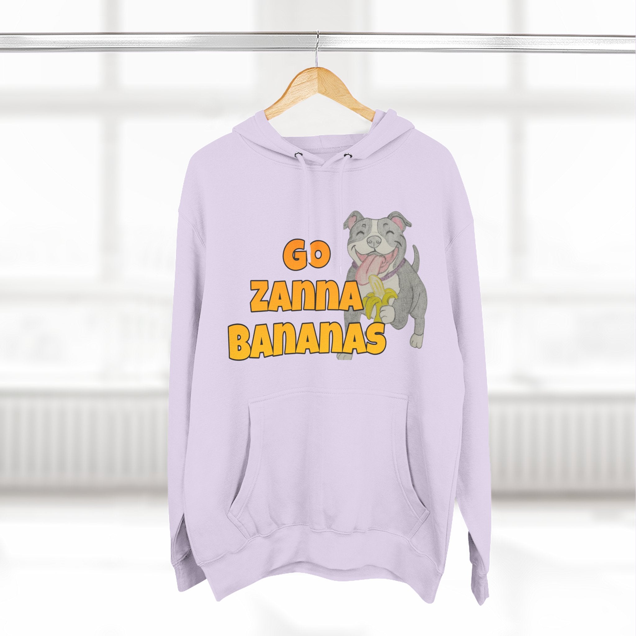 Go Zanna Bananas Fleece Hoodie, Funny Pet Lover Gift, Cozy Sweatshirt for Dog Owners, Perfect for Casual Wear, Great for Birthdays