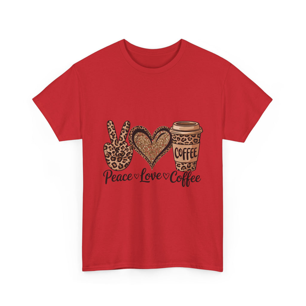 Peace, Love, Coffee Unisex Tee | Cozy Graphic Tee for Coffee Lovers