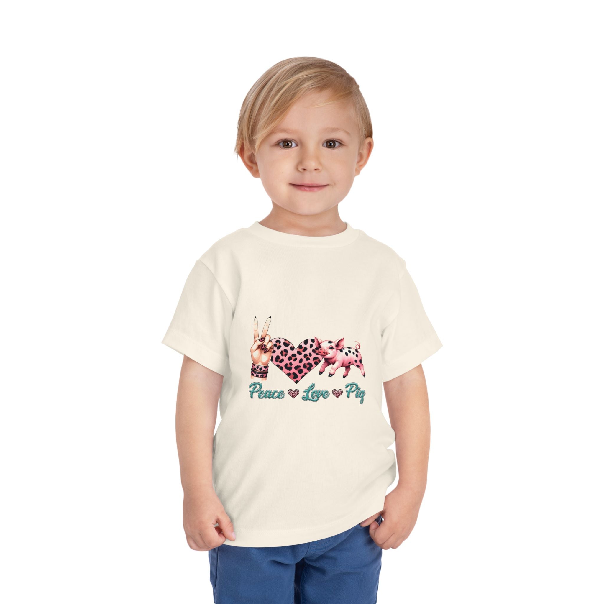 Toddler Peace, Love & Pig Tee, Cute Kid's T-Shirt, Animal Lovers Gift, Birthday Outfit, Playful Graphic Tee