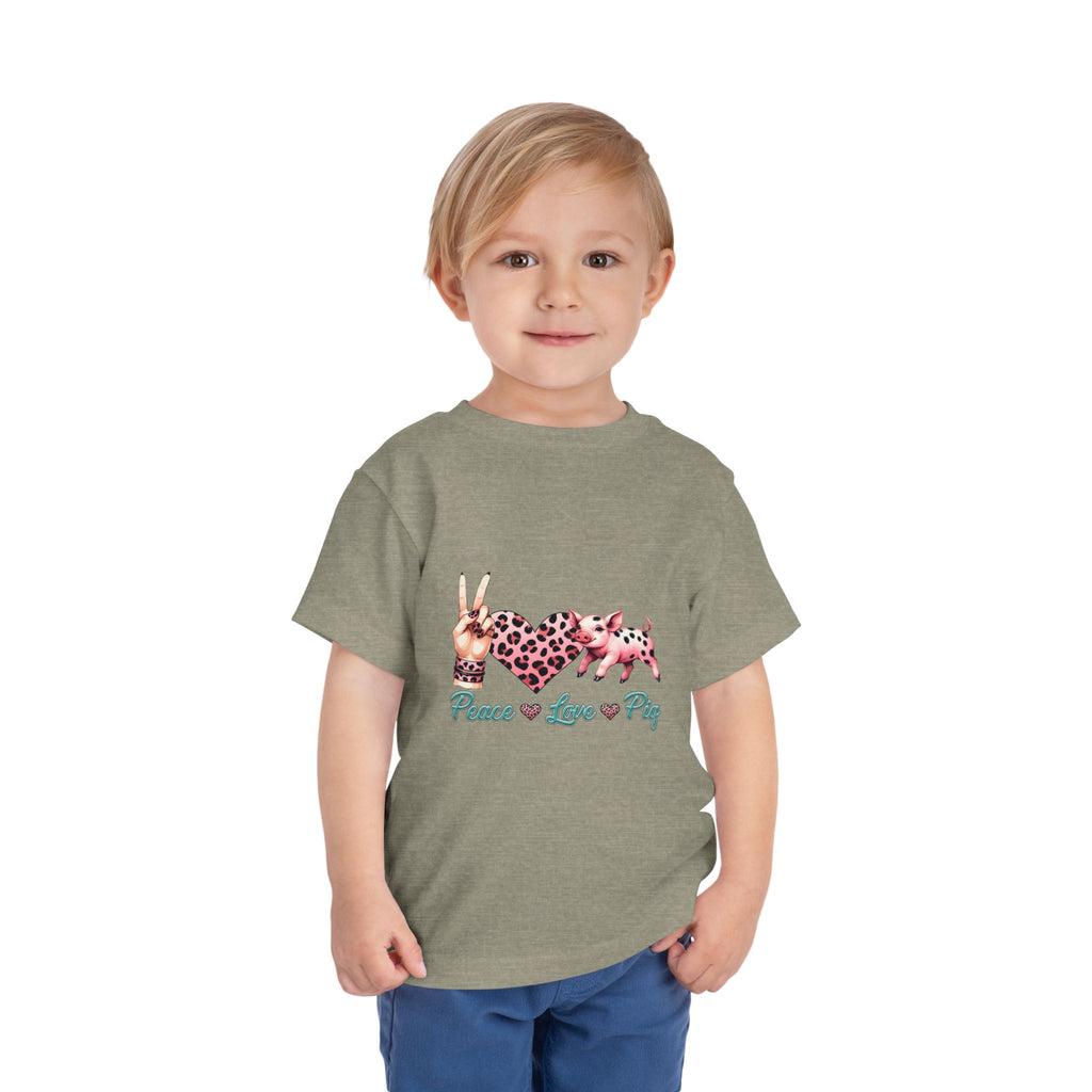 Toddler Peace, Love & Pig Tee, Cute Kid's T-Shirt, Animal Lovers Gift, Birthday Outfit, Playful Graphic Tee