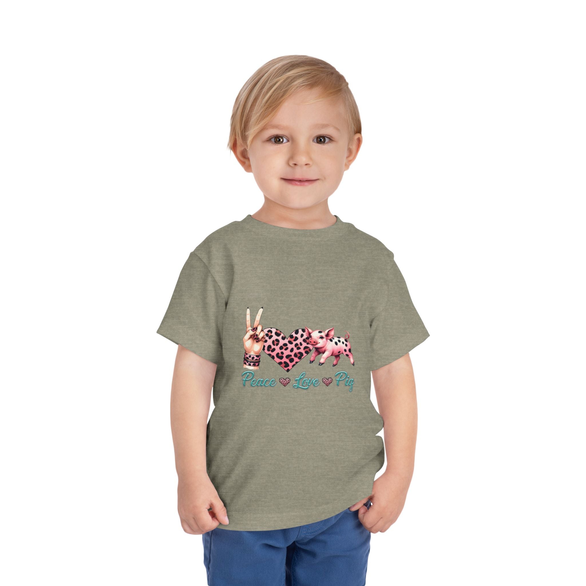 Toddler Peace, Love & Pig Tee, Cute Kid's T-Shirt, Animal Lovers Gift, Birthday Outfit, Playful Graphic Tee