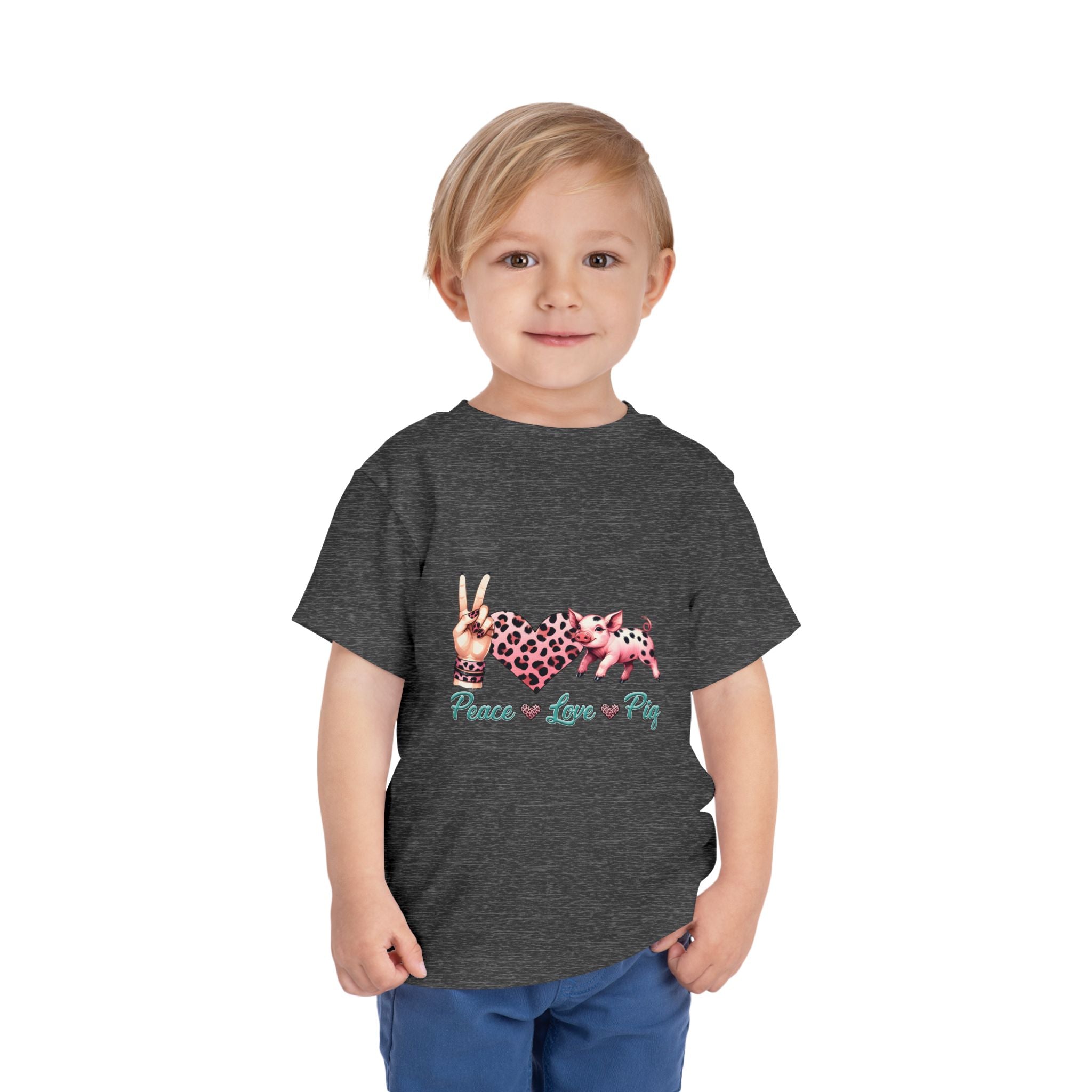 Toddler Peace, Love & Pig Tee, Cute Kid's T-Shirt, Animal Lovers Gift, Birthday Outfit, Playful Graphic Tee
