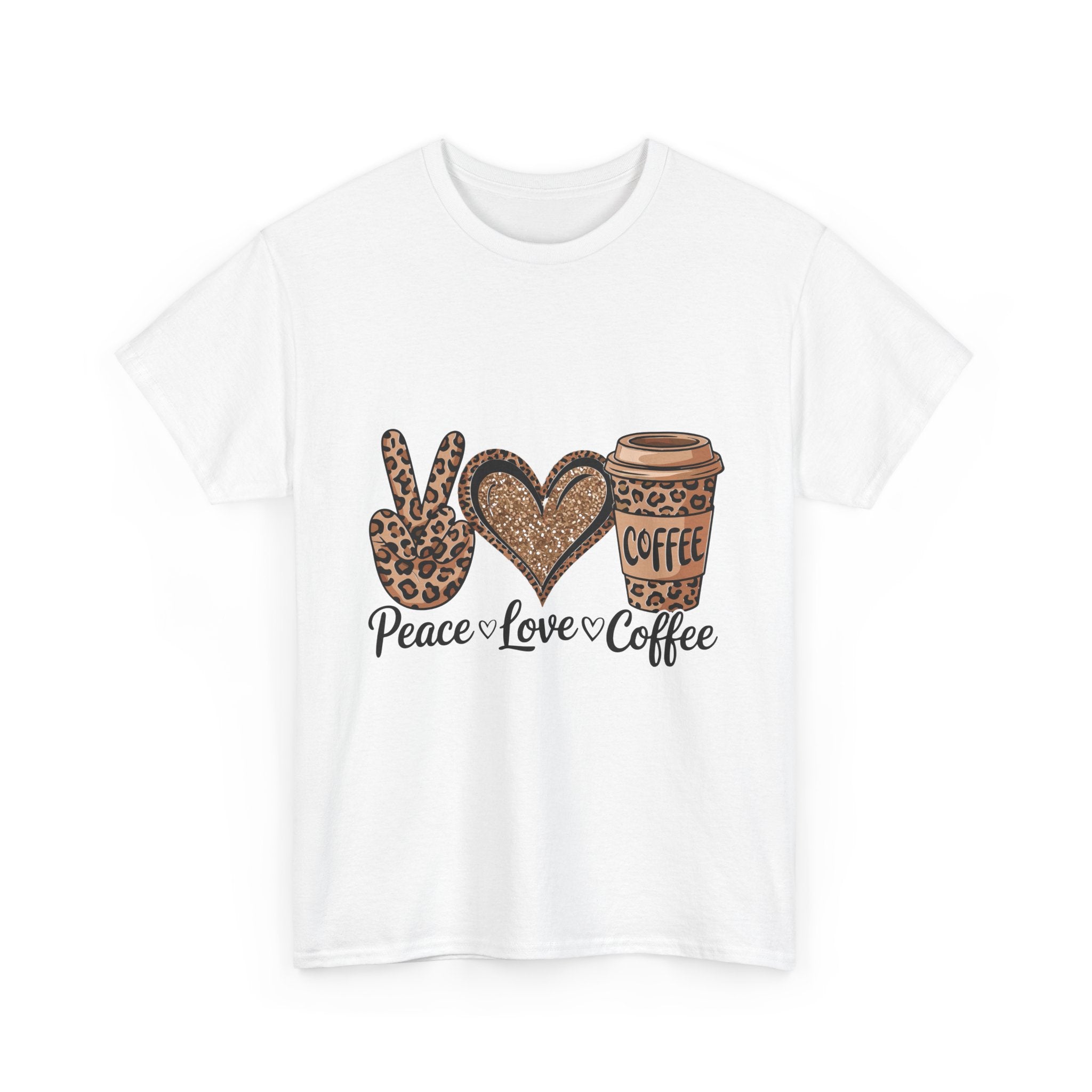 Peace, Love, Coffee Unisex Tee | Cozy Graphic Tee for Coffee Lovers