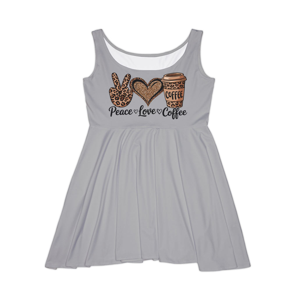 Coffee Lover's Skater Dress, Casual Dress, Summer Outfit, Peace Love Coffee Apparel, Gifts for Coffee Lovers