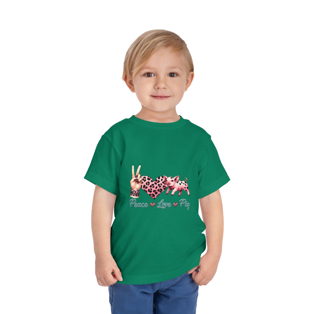 Toddler Peace, Love & Pig Tee, Cute Kid's T-Shirt, Animal Lovers Gift, Birthday Outfit, Playful Graphic Tee