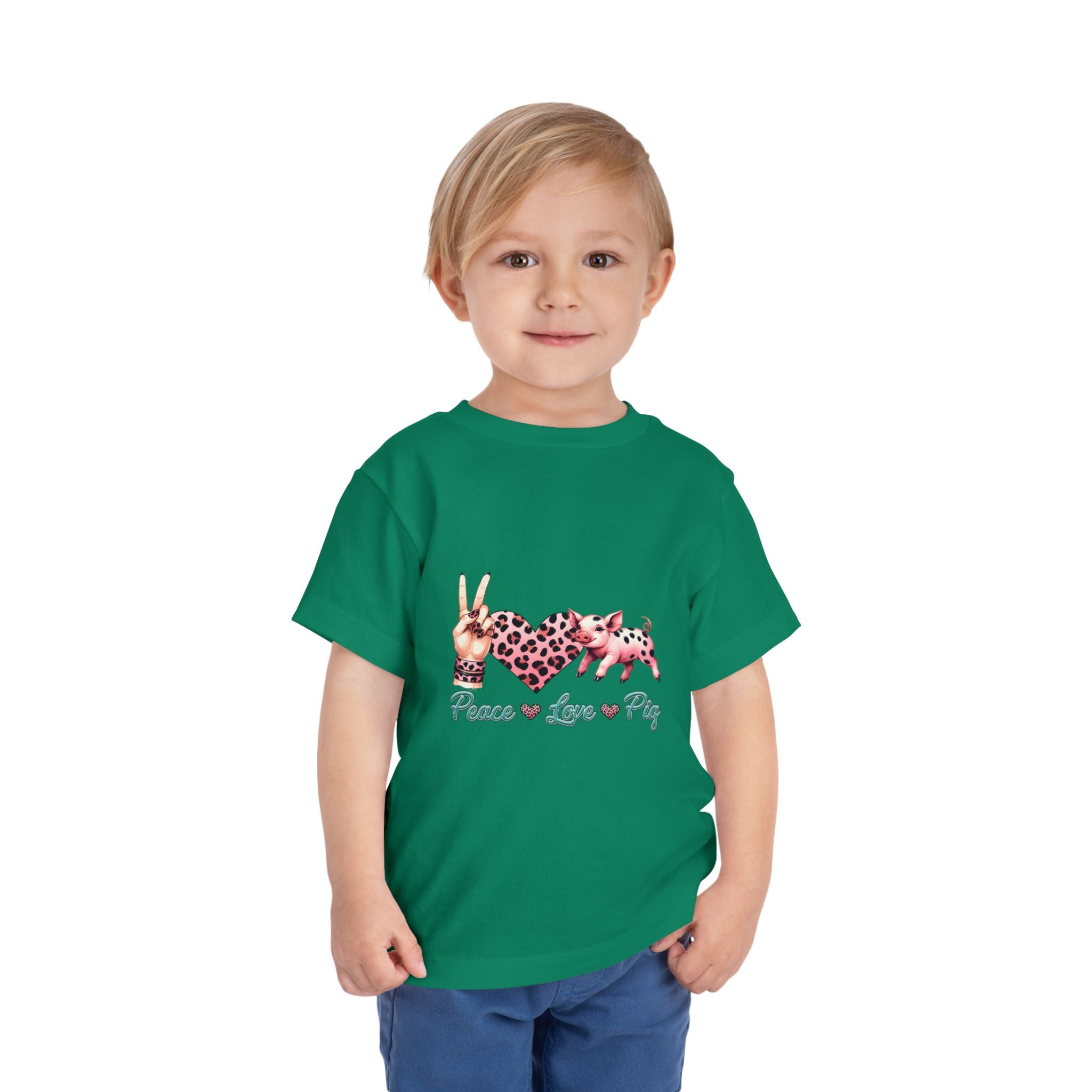 Toddler Peace, Love & Pig Tee, Cute Kid's T-Shirt, Animal Lovers Gift, Birthday Outfit, Playful Graphic Tee