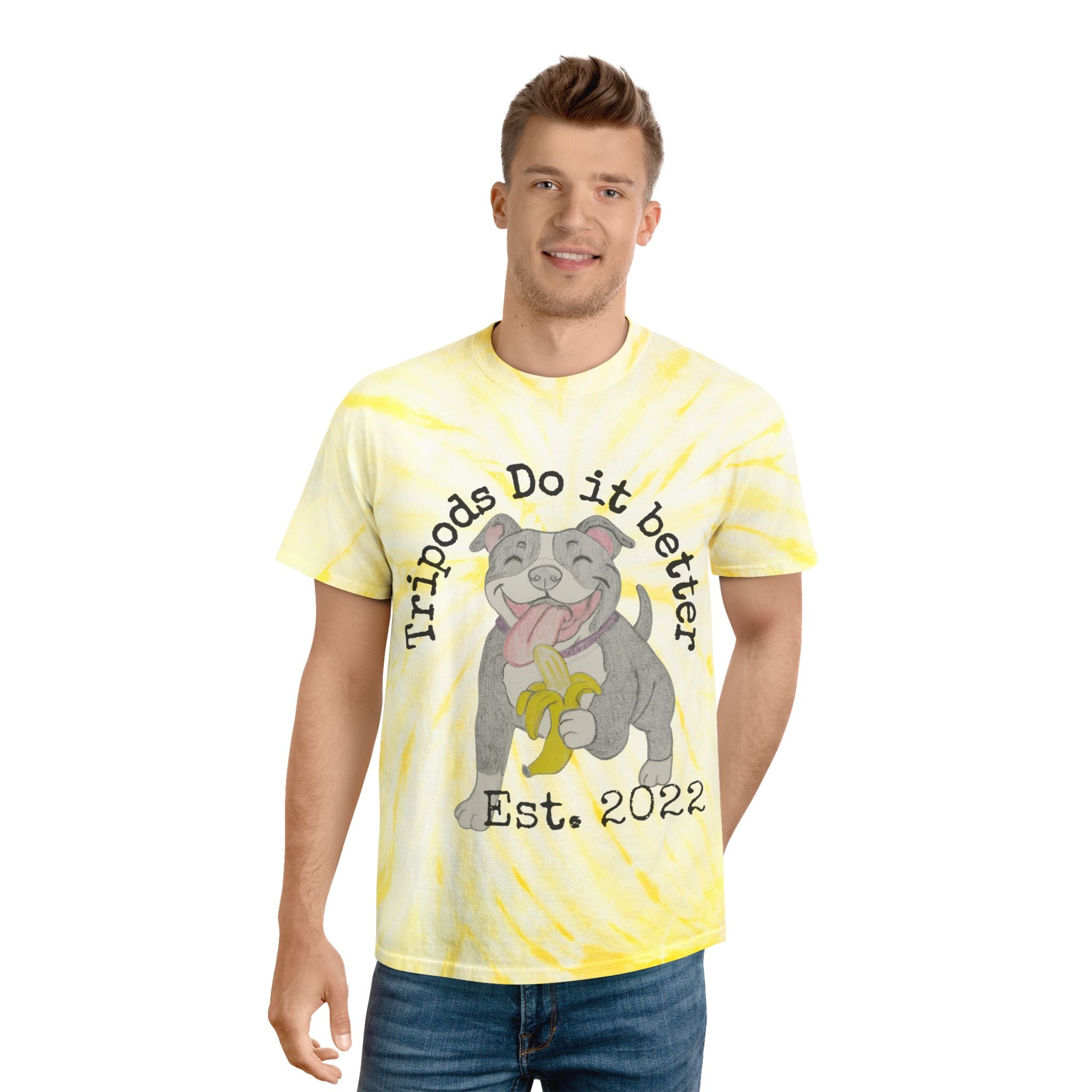 Cheerful Tie-Dye Tee, Perfect Gift for Dog Lovers, Casual Summer Wear, Fun Birthday Tops, Unique Pet Apparel