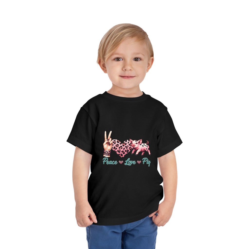 Toddler Peace, Love & Pig Tee, Cute Kid's T-Shirt, Animal Lovers Gift, Birthday Outfit, Playful Graphic Tee