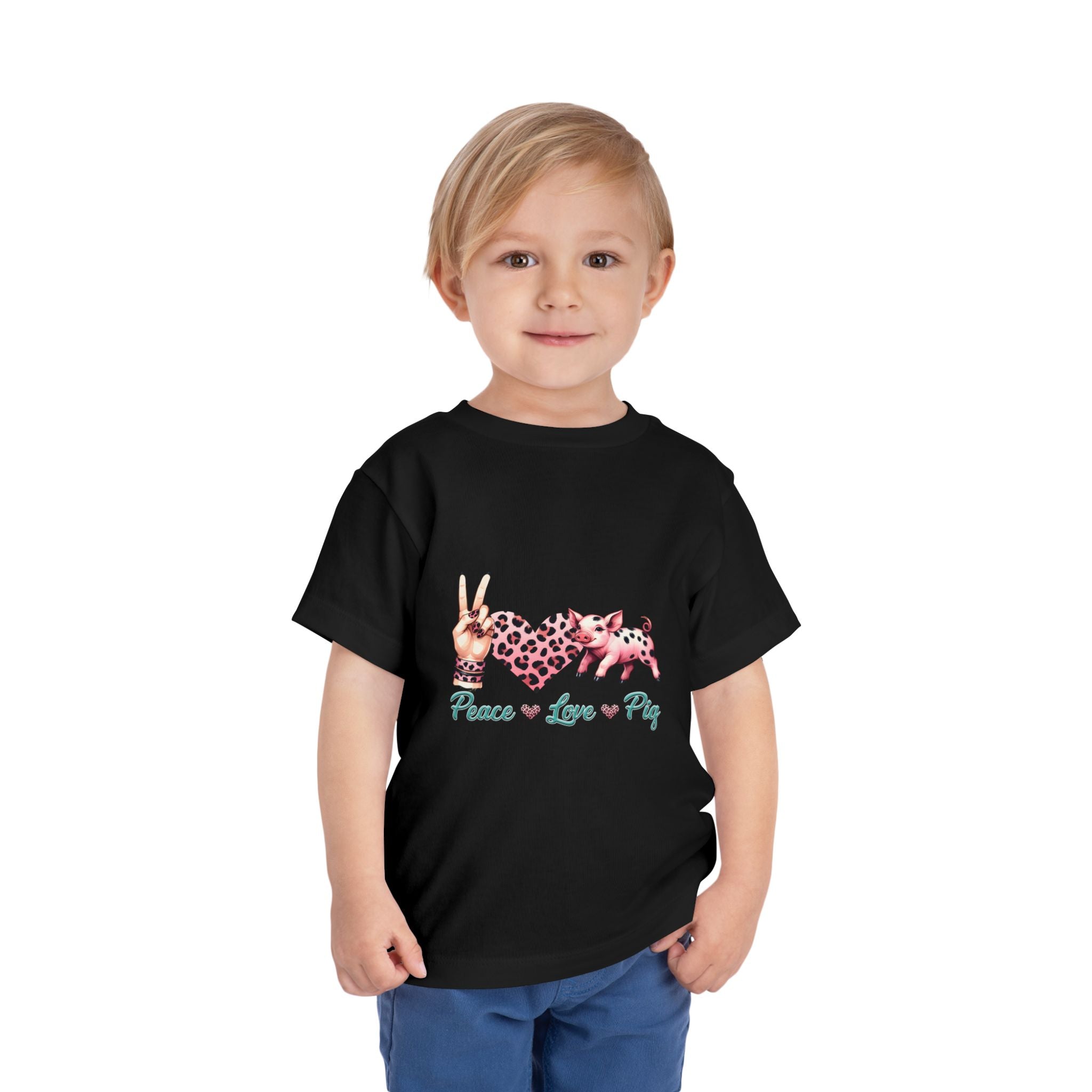 Toddler Peace, Love & Pig Tee, Cute Kid's T-Shirt, Animal Lovers Gift, Birthday Outfit, Playful Graphic Tee