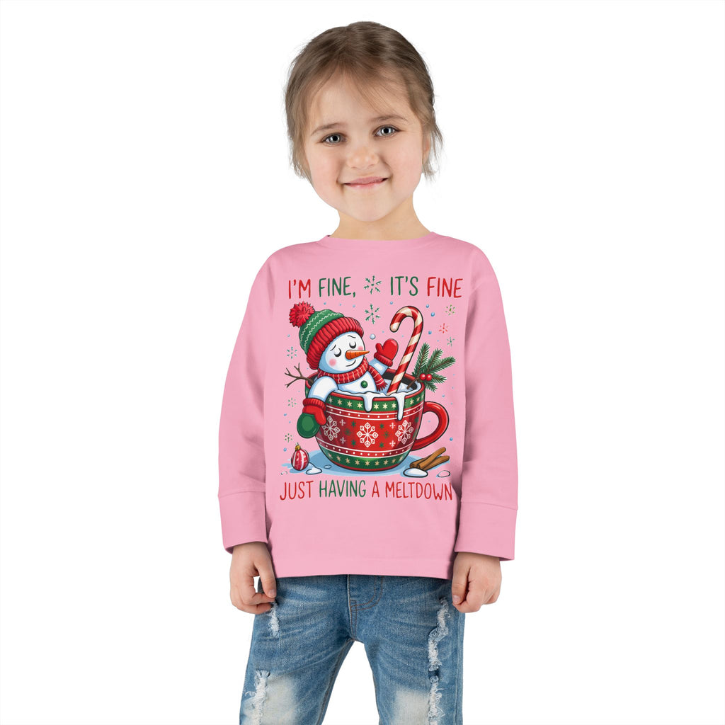 Cute Holiday Toddler Long Sleeve Tee, Christmas Shirt, Funny Snowman Top, Children's Winter Apparel, Merry & Bright Gift