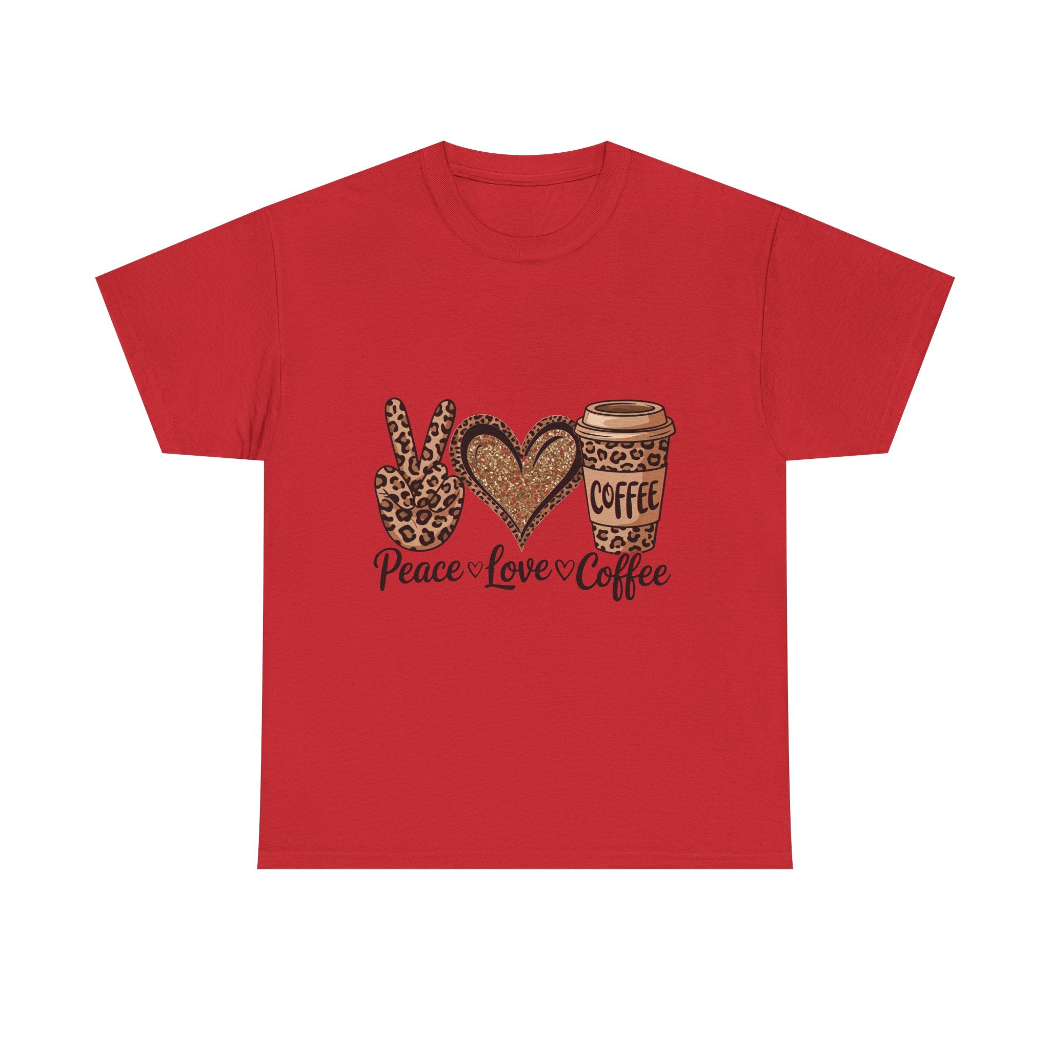 Peace, Love, Coffee Unisex Tee | Cozy Graphic Tee for Coffee Lovers