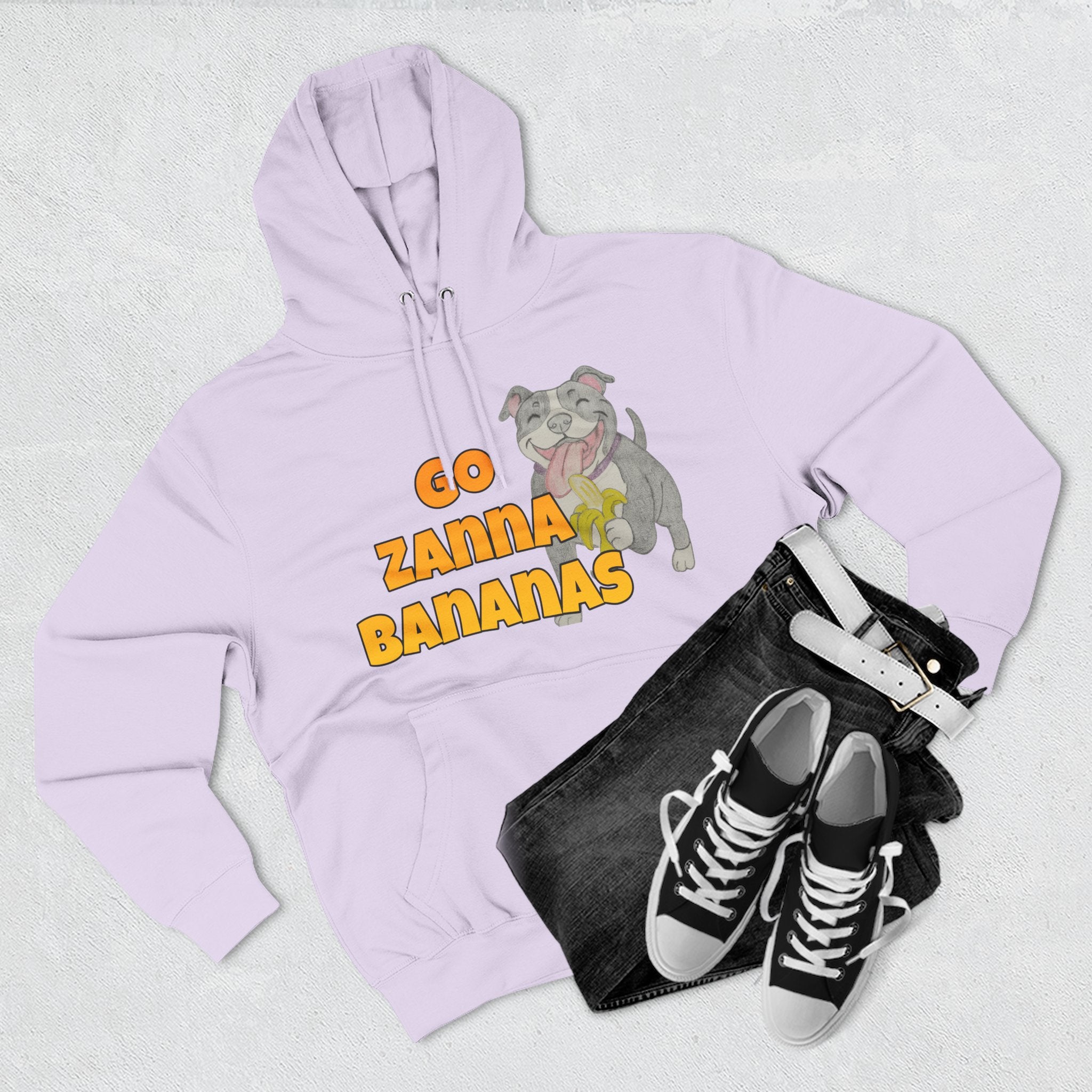 Go Zanna Bananas Fleece Hoodie, Funny Pet Lover Gift, Cozy Sweatshirt for Dog Owners, Perfect for Casual Wear, Great for Birthdays