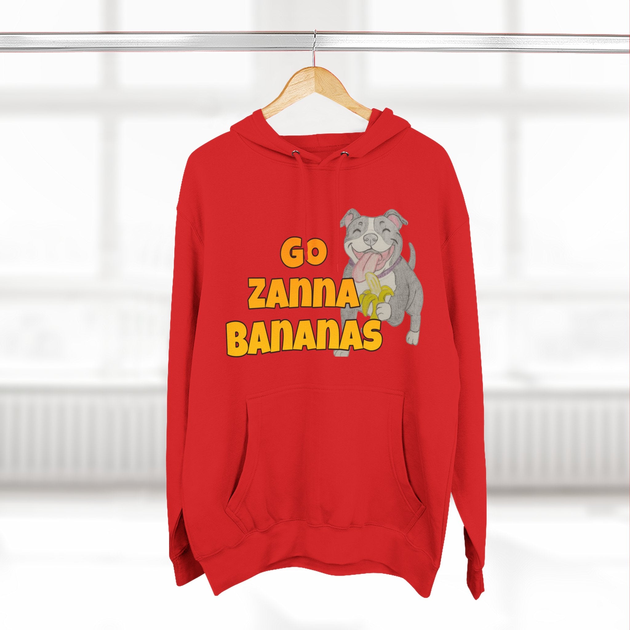 Go Zanna Bananas Fleece Hoodie, Funny Pet Lover Gift, Cozy Sweatshirt for Dog Owners, Perfect for Casual Wear, Great for Birthdays