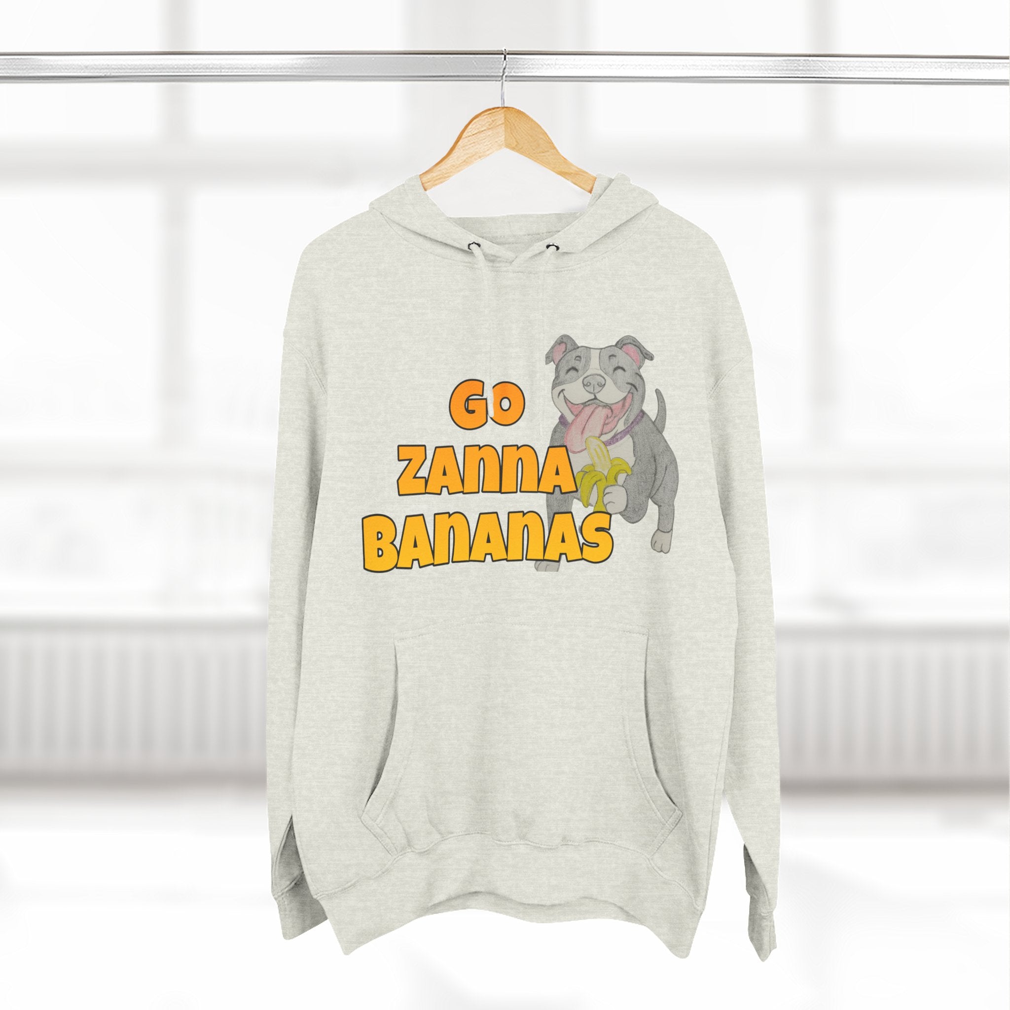 Go Zanna Bananas Fleece Hoodie, Funny Pet Lover Gift, Cozy Sweatshirt for Dog Owners, Perfect for Casual Wear, Great for Birthdays