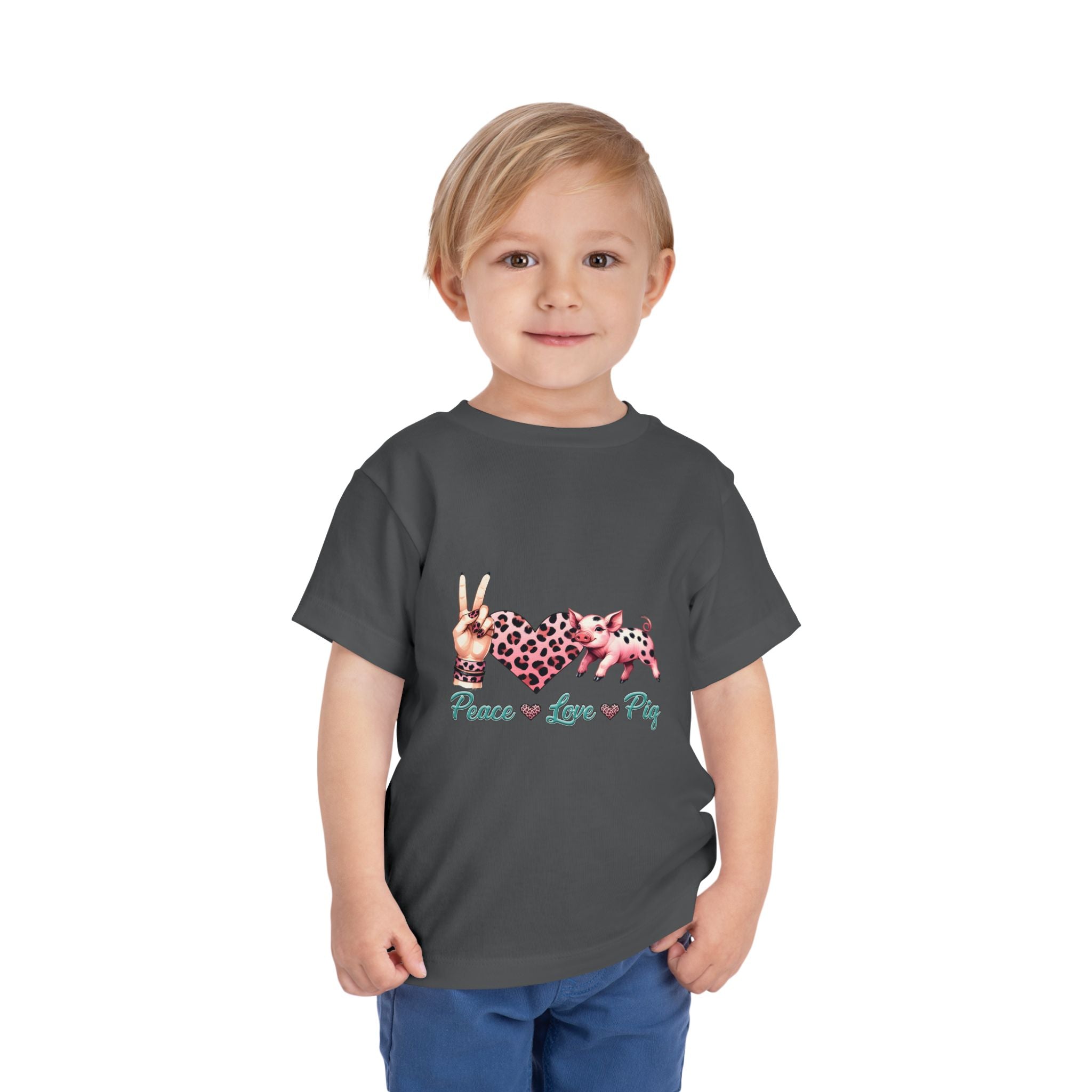 Toddler Peace, Love & Pig Tee, Cute Kid's T-Shirt, Animal Lovers Gift, Birthday Outfit, Playful Graphic Tee