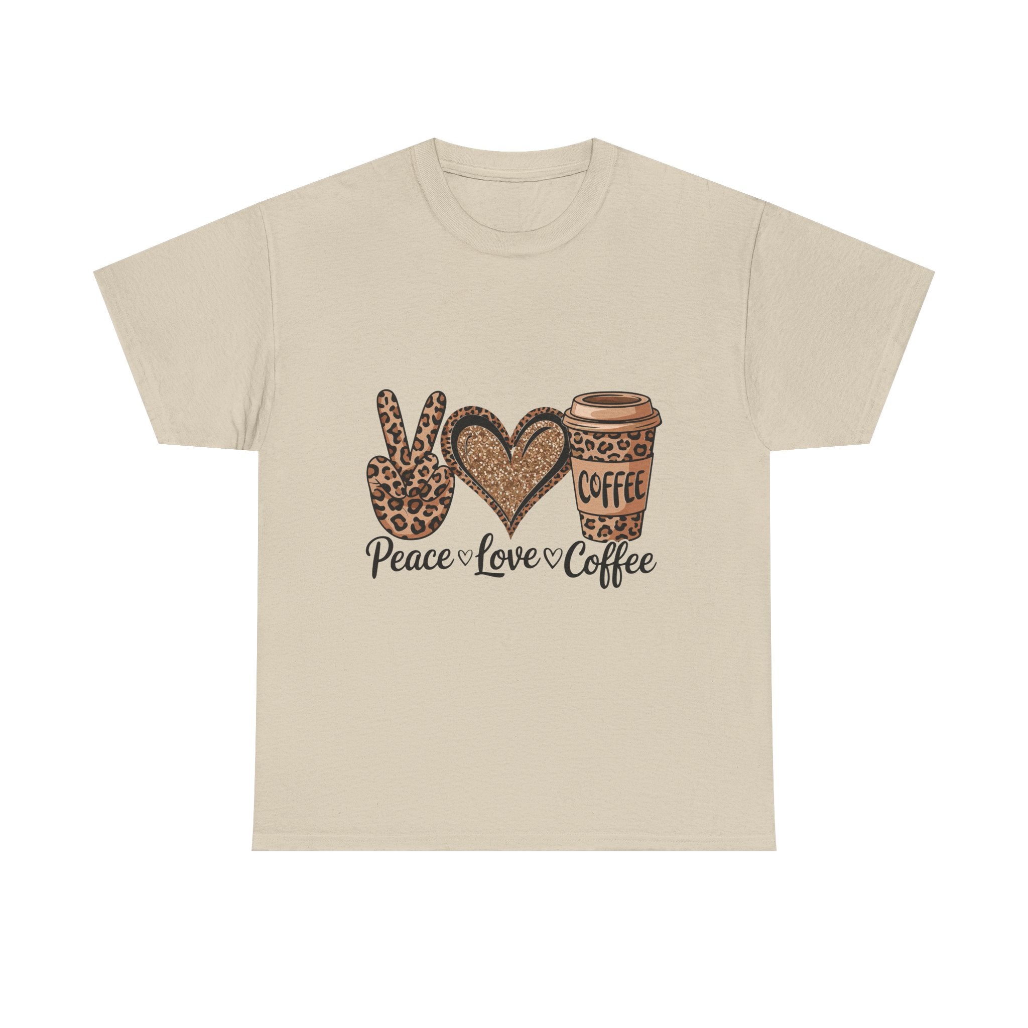 Peace, Love, Coffee Unisex Tee | Cozy Graphic Tee for Coffee Lovers