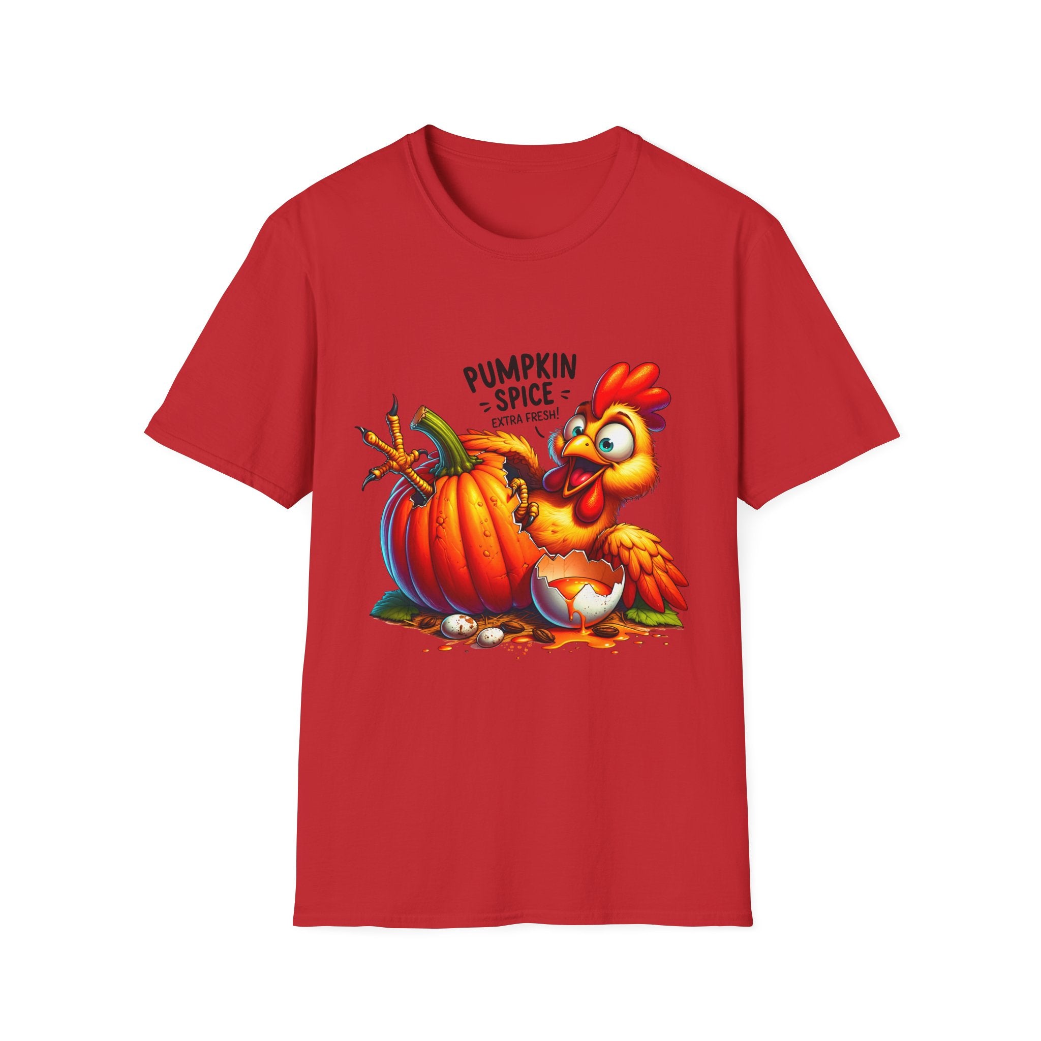 Pumpkin Spice Chicken T-Shirt, Fall Tees, Funny Halloween Shirt, Unisex Graphic Tee, Autumn Apparel, Gift for Thanksgiving