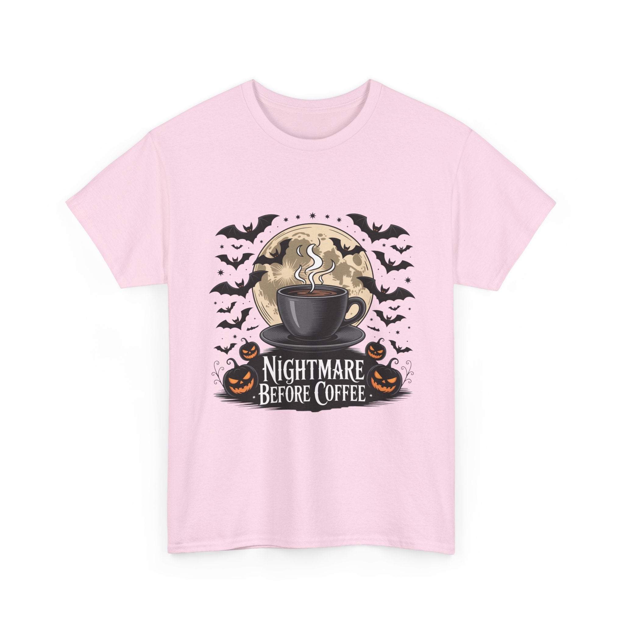 Unisex Heavy Cotton Tee - Nightmare Before Coffee Shirt, Halloween T-Shirt, Gift for Coffee Lovers, Spooky Apparel, Jack-O-Lantern Theme