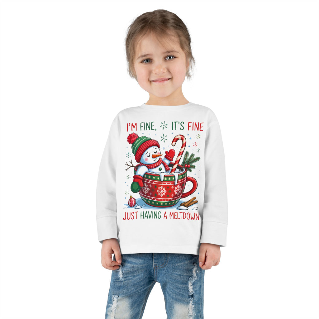 Cute Holiday Toddler Long Sleeve Tee, Christmas Shirt, Funny Snowman Top, Children's Winter Apparel, Merry & Bright Gift