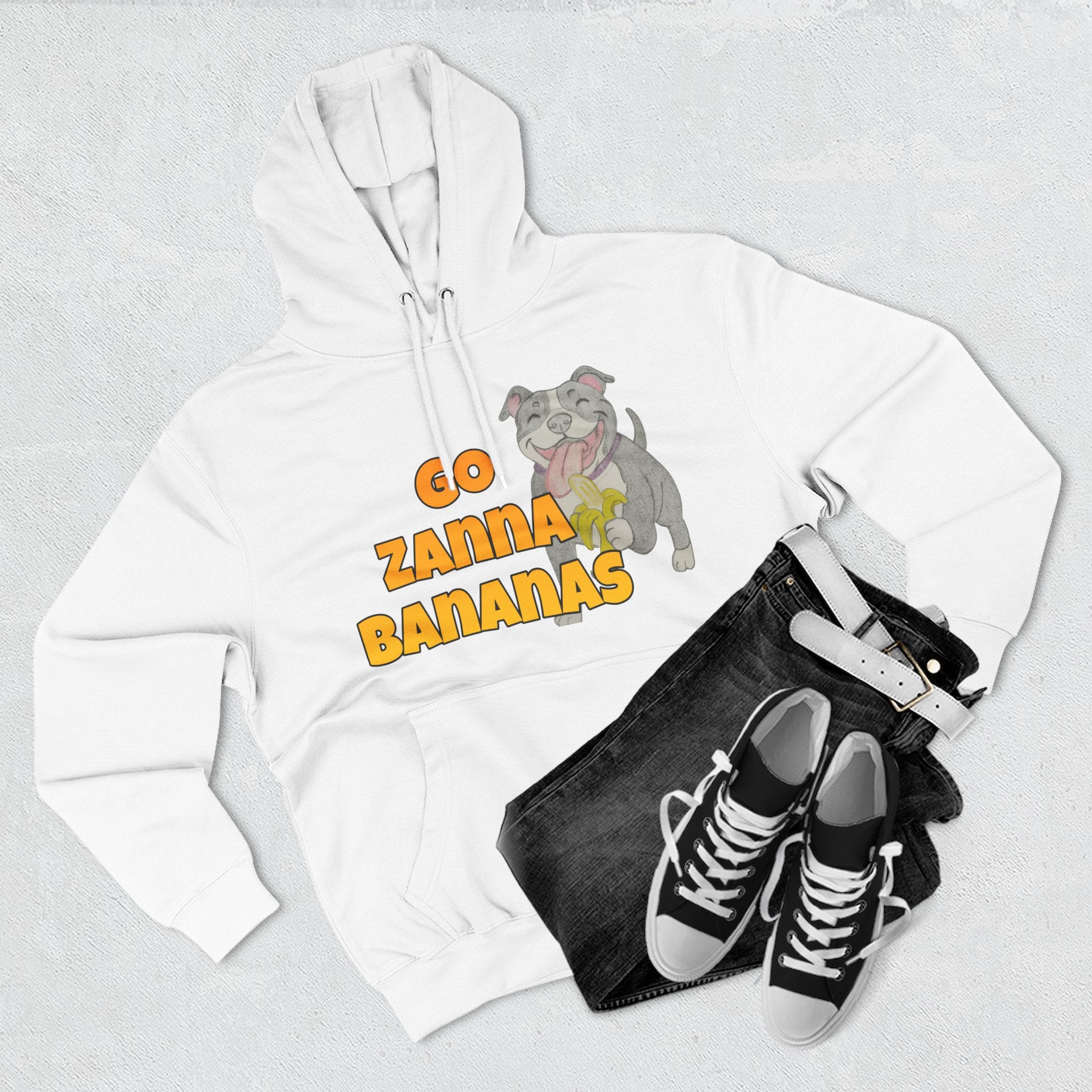 Go Zanna Bananas Fleece Hoodie, Funny Pet Lover Gift, Cozy Sweatshirt for Dog Owners, Perfect for Casual Wear, Great for Birthdays