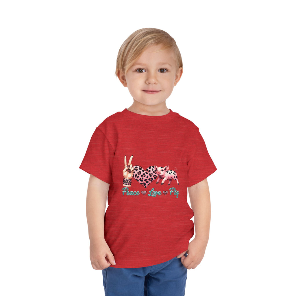 Toddler Peace, Love & Pig Tee, Cute Kid's T-Shirt, Animal Lovers Gift, Birthday Outfit, Playful Graphic Tee