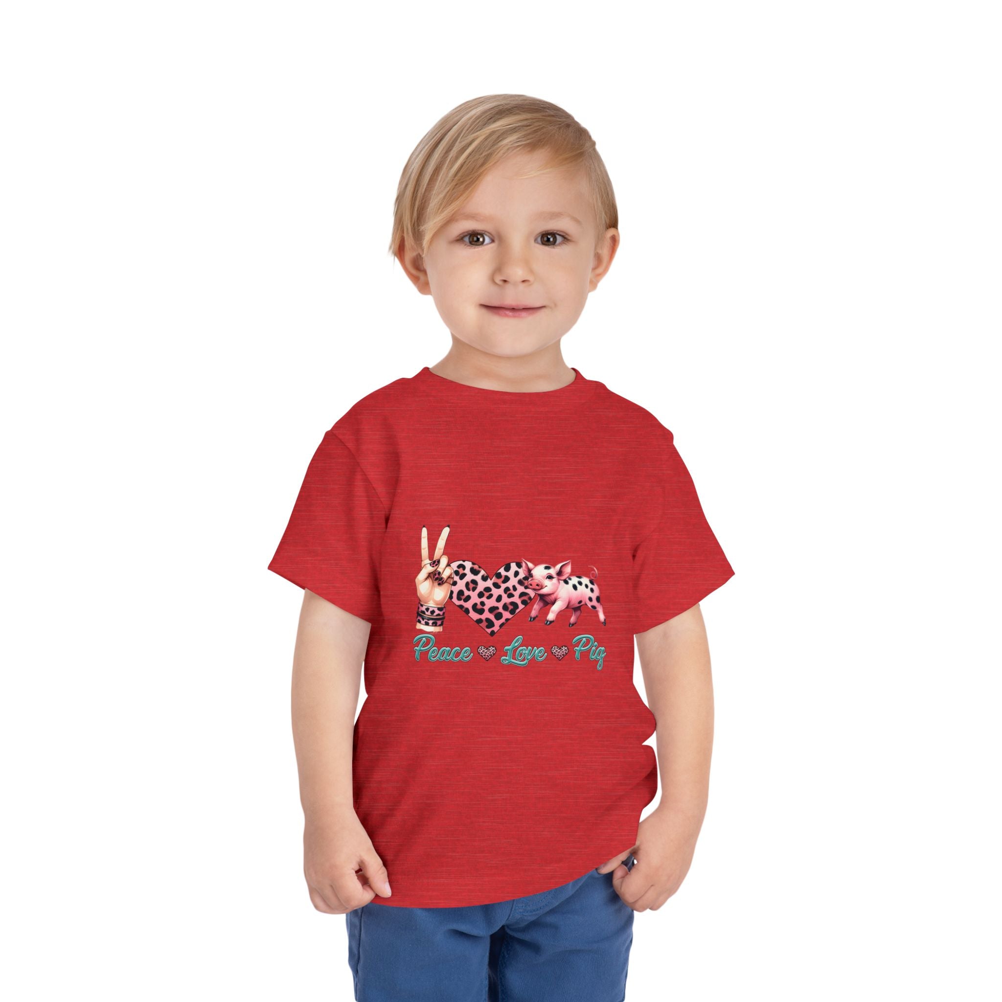 Toddler Peace, Love & Pig Tee, Cute Kid's T-Shirt, Animal Lovers Gift, Birthday Outfit, Playful Graphic Tee