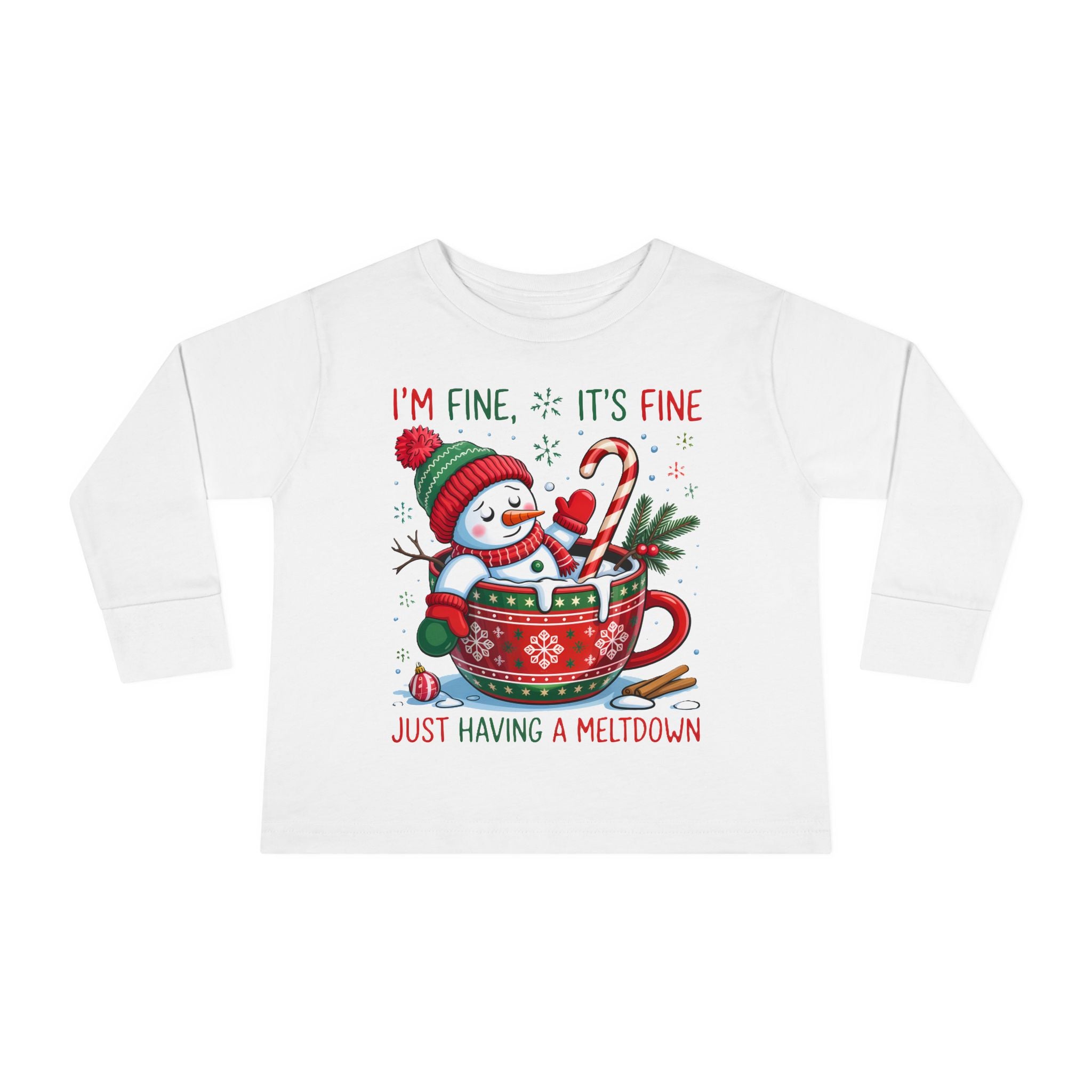 Cute Holiday Toddler Long Sleeve Tee, Christmas Shirt, Funny Snowman Top, Children's Winter Apparel, Merry & Bright Gift