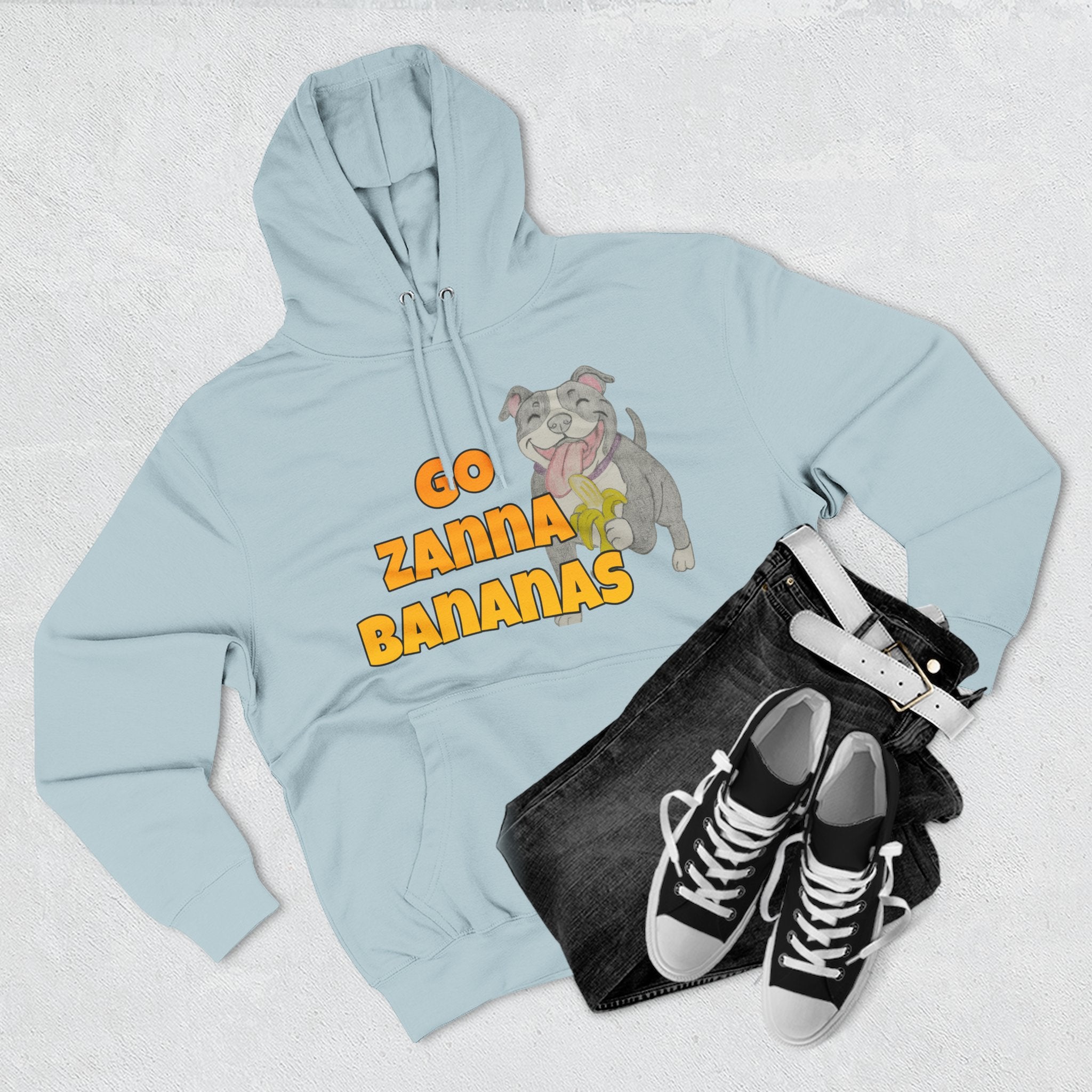 Go Zanna Bananas Fleece Hoodie, Funny Pet Lover Gift, Cozy Sweatshirt for Dog Owners, Perfect for Casual Wear, Great for Birthdays