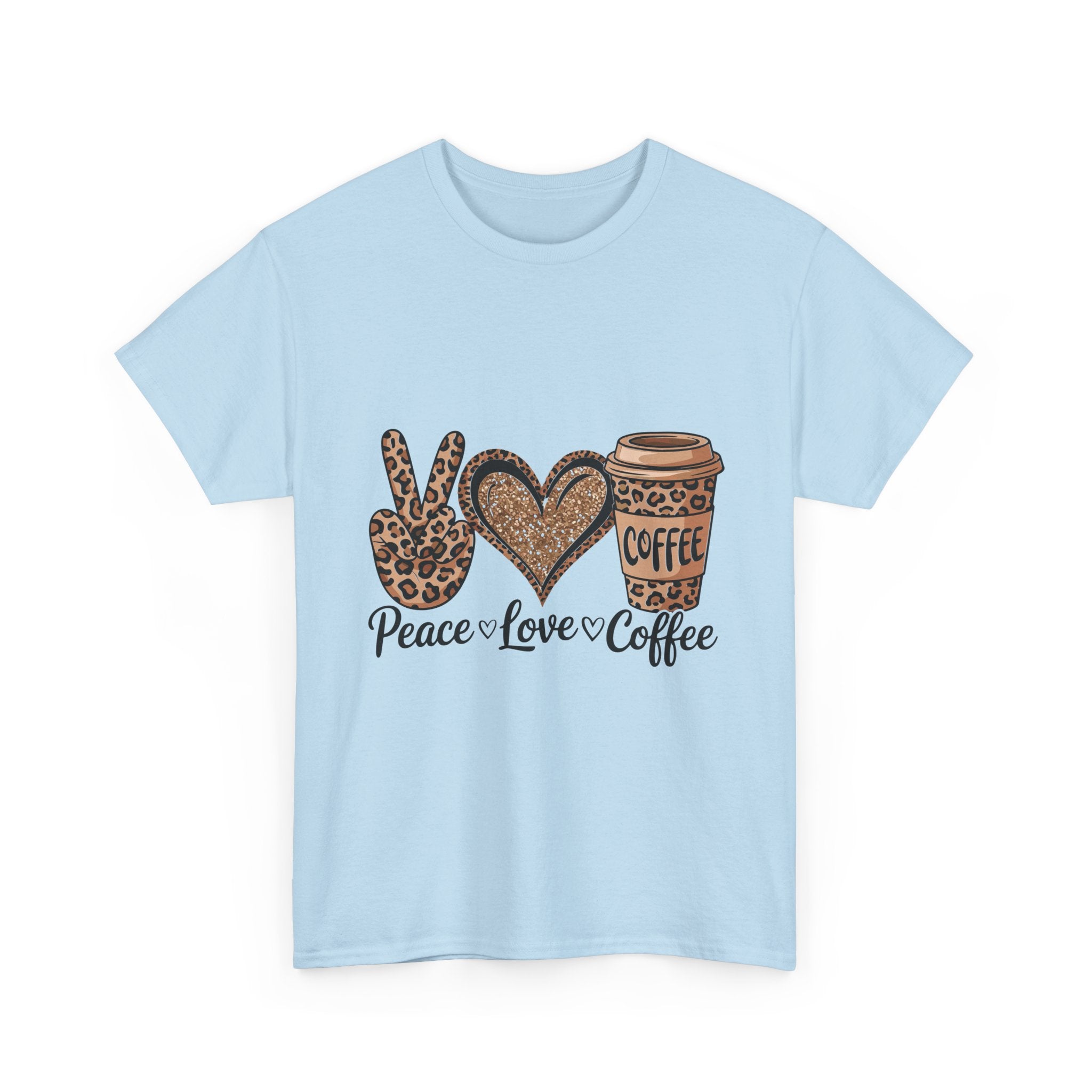 Peace, Love, Coffee Unisex Tee | Cozy Graphic Tee for Coffee Lovers