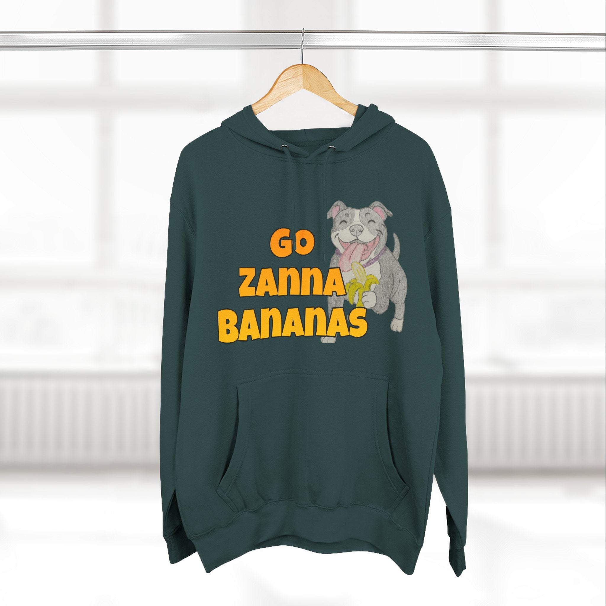 Go Zanna Bananas Fleece Hoodie, Funny Pet Lover Gift, Cozy Sweatshirt for Dog Owners, Perfect for Casual Wear, Great for Birthdays