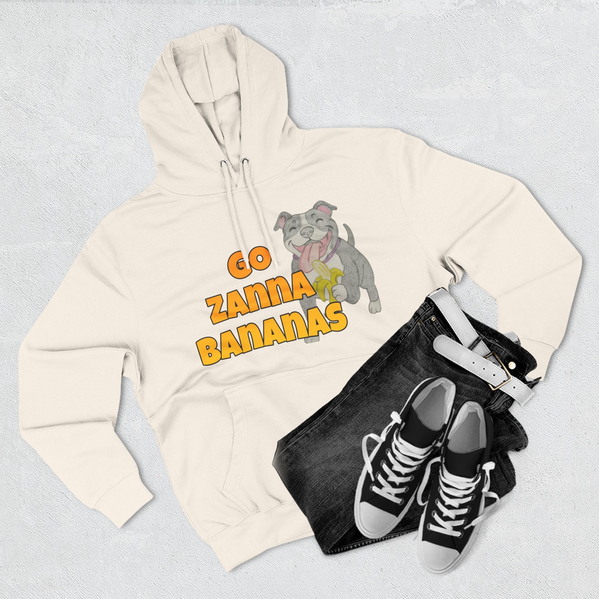 Go Zanna Bananas Fleece Hoodie, Funny Pet Lover Gift, Cozy Sweatshirt for Dog Owners, Perfect for Casual Wear, Great for Birthdays
