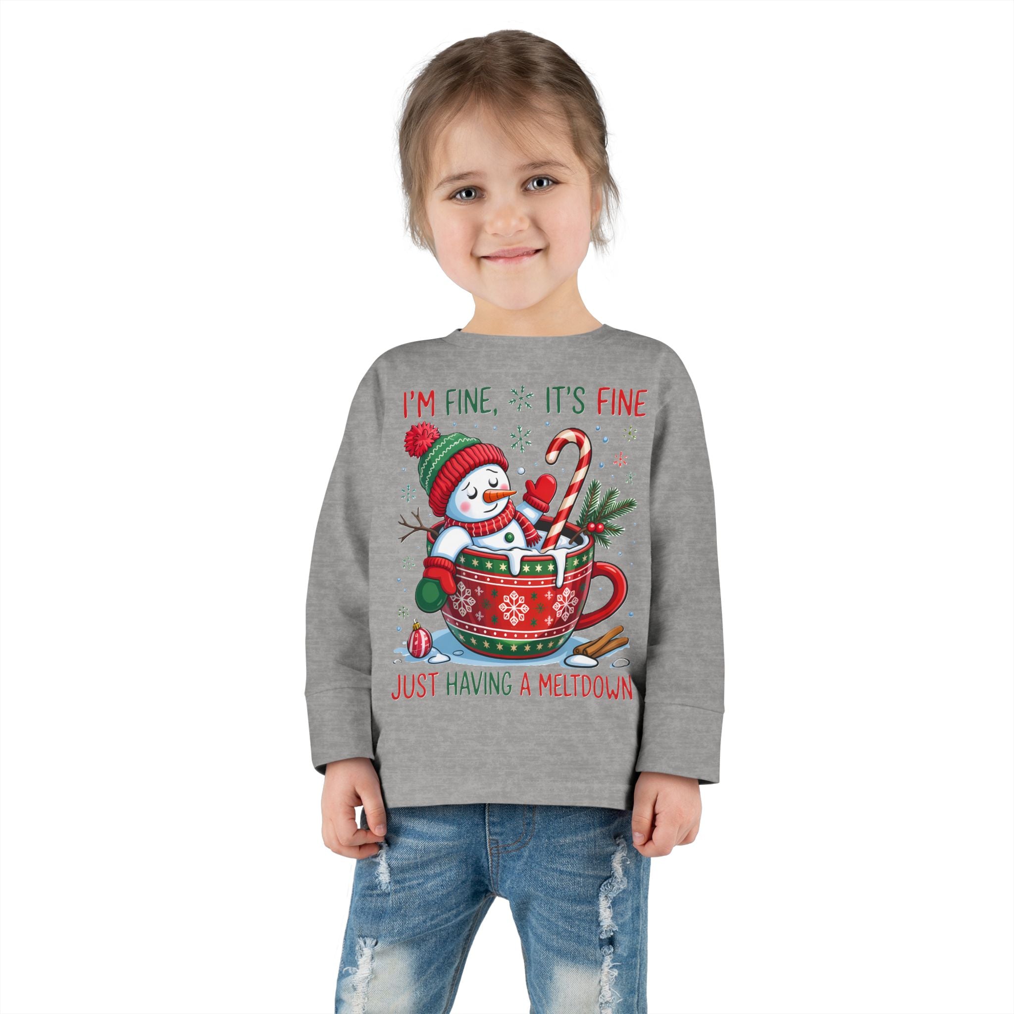 Cute Holiday Toddler Long Sleeve Tee, Christmas Shirt, Funny Snowman Top, Children's Winter Apparel, Merry & Bright Gift