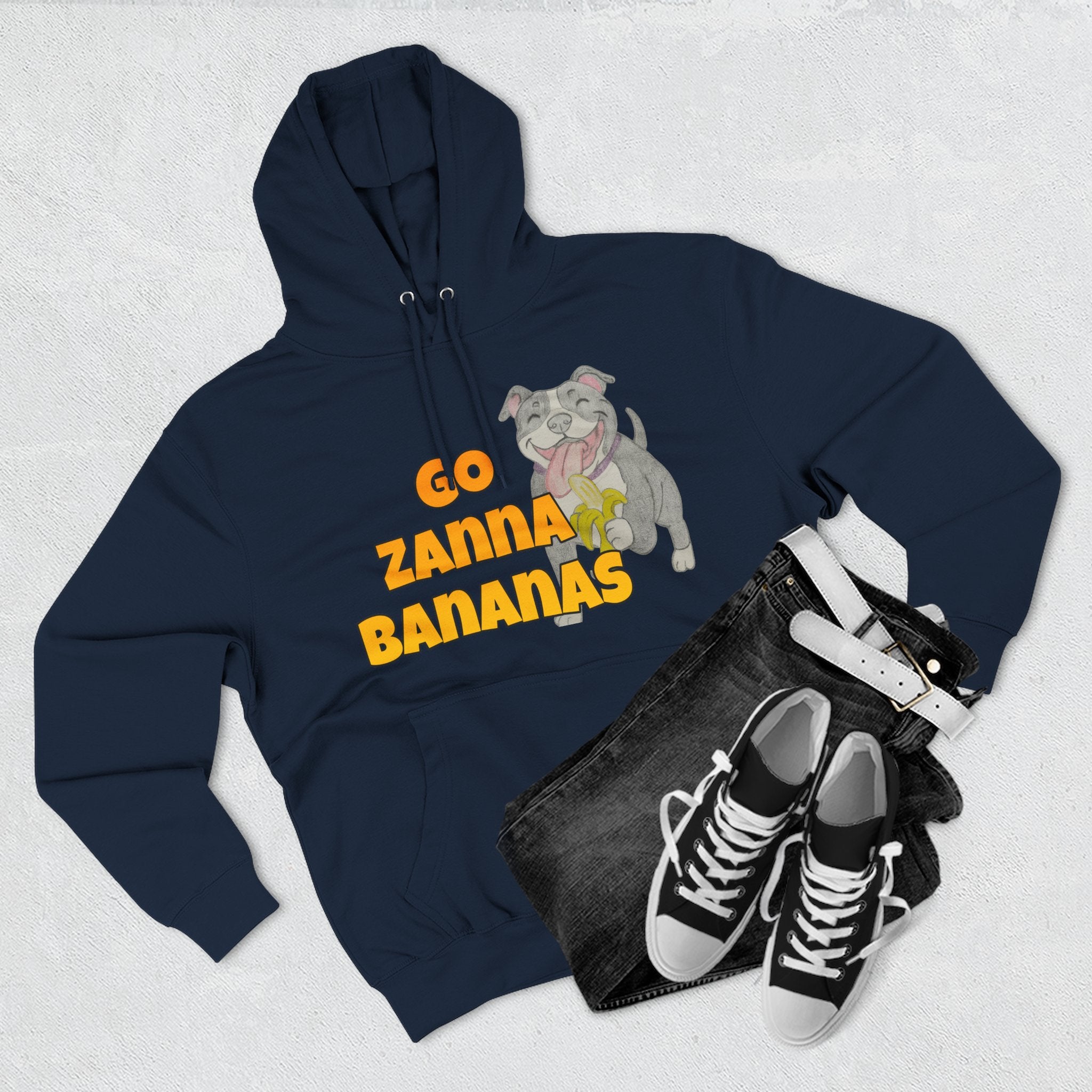 Go Zanna Bananas Fleece Hoodie, Funny Pet Lover Gift, Cozy Sweatshirt for Dog Owners, Perfect for Casual Wear, Great for Birthdays