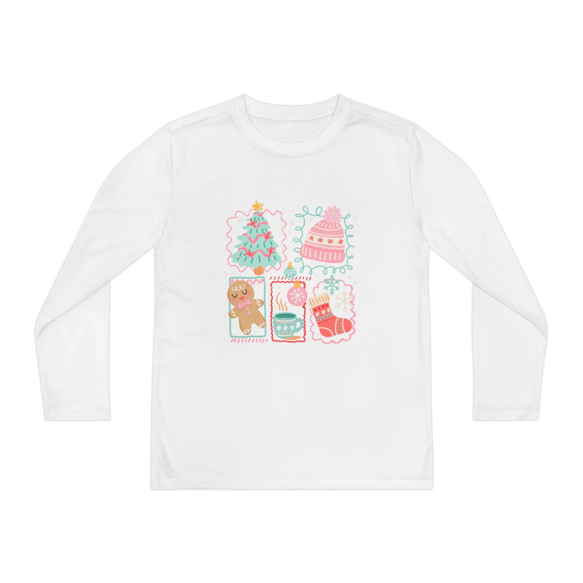 Youth Long Sleeve Christmas Tee, Holiday Shirt for Kids, Cozy Winter Apparel, Gift Idea for Christmas & Birthdays, Festive Clothing
