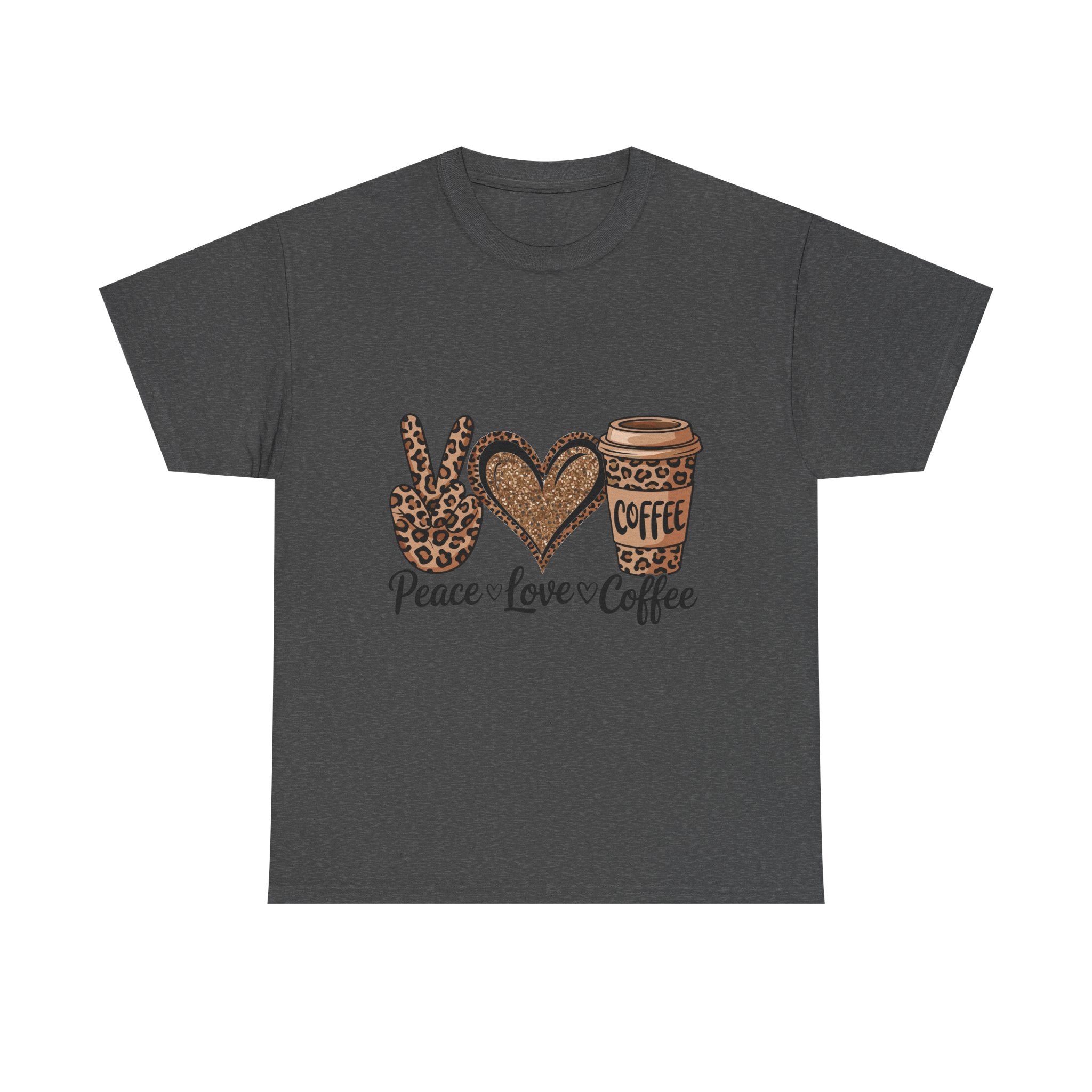 Peace, Love, Coffee Unisex Tee | Cozy Graphic Tee for Coffee Lovers