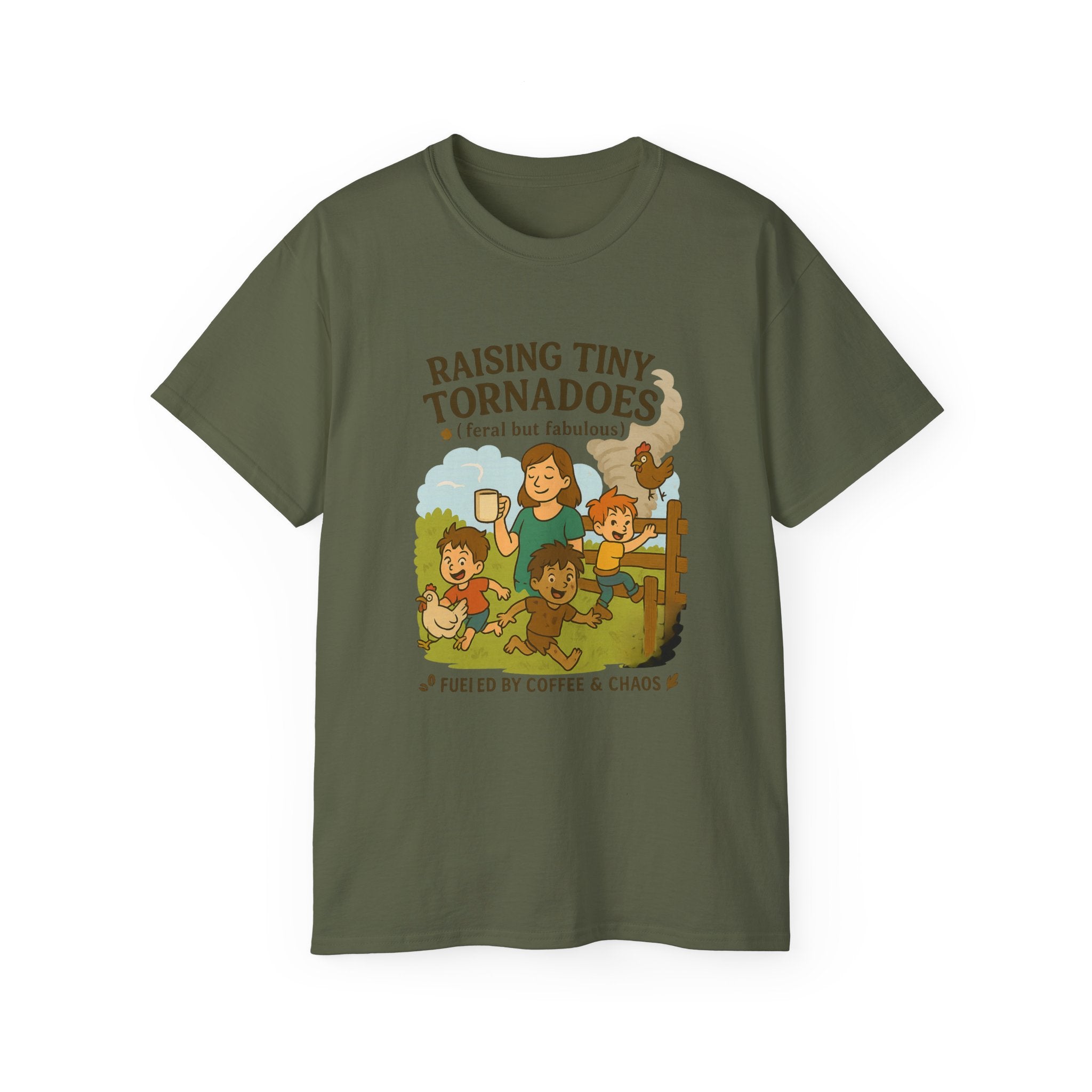 Unisex Ultra Cotton Tee: Raising Tiny Tornadoes, Fun Parenting Shirt, Coffee Lovers Gift, Family Humor T-Shirt, Fabulously Feral Kids [...]