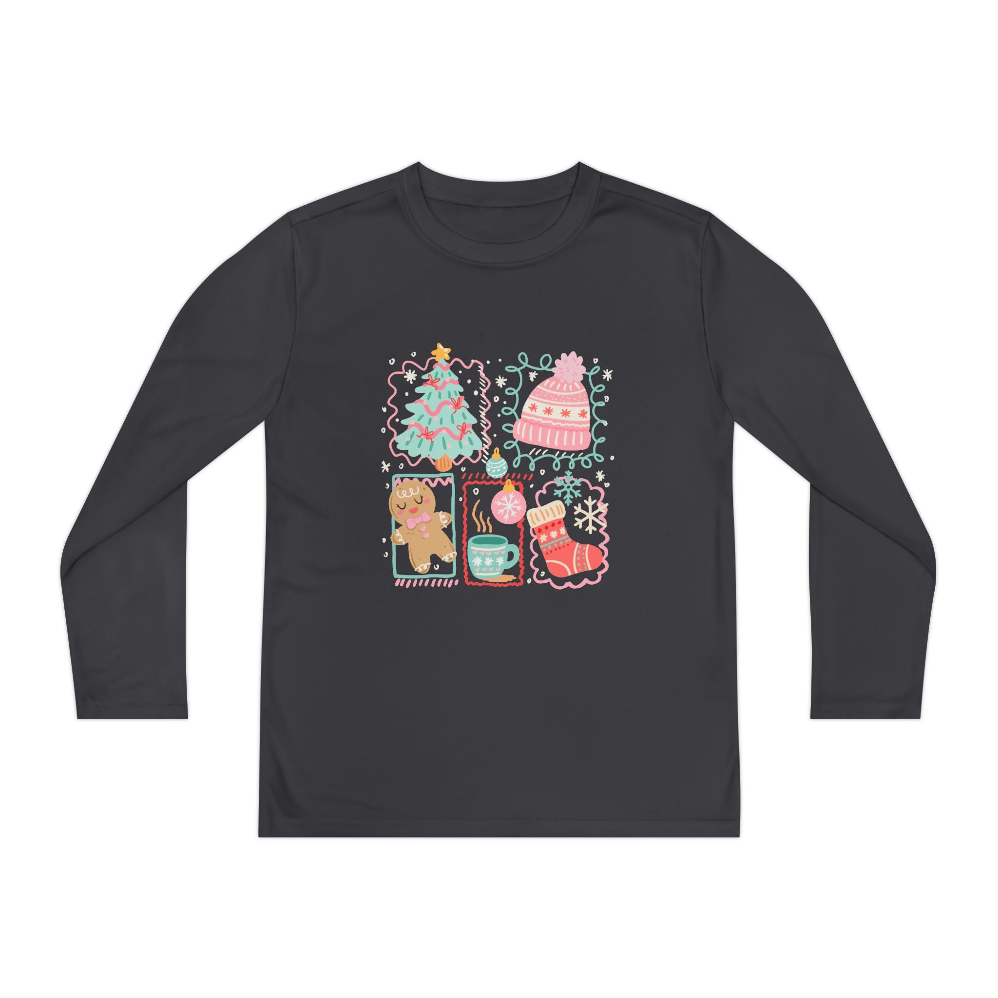 Youth Long Sleeve Christmas Tee, Holiday Shirt for Kids, Cozy Winter Apparel, Gift Idea for Christmas & Birthdays, Festive Clothing