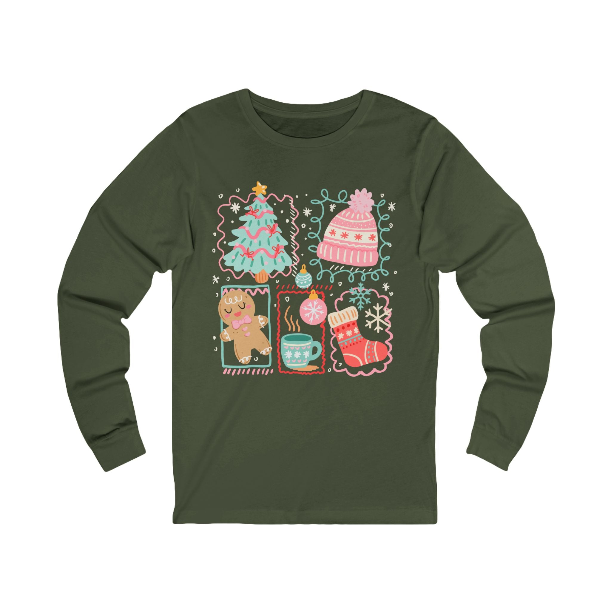 Cozy Holiday Graphic Tee, Unisex Long Sleeve Christmas Shirt, Winter Sweater Festive Top, Cute Gift for Him/Her, Seasonal Fashion