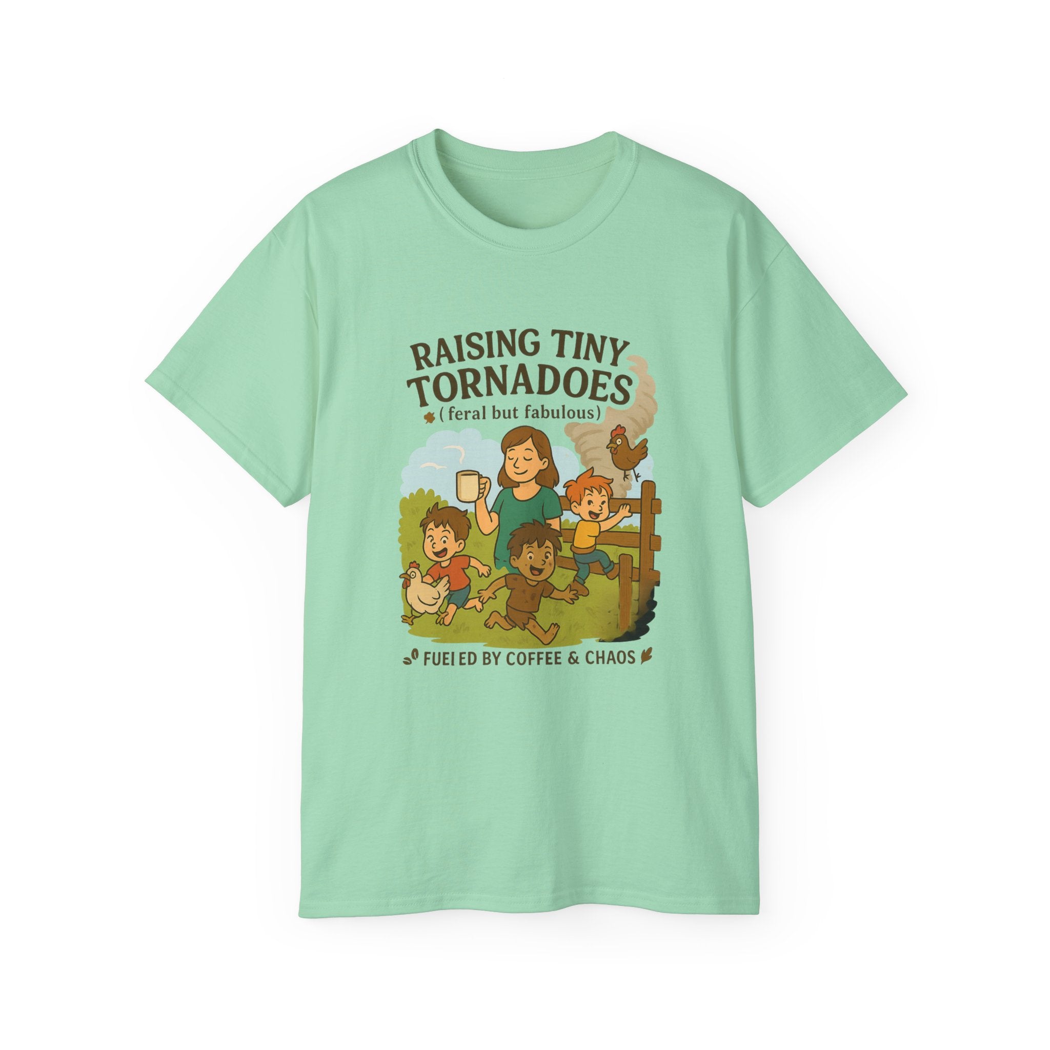 Unisex Ultra Cotton Tee: Raising Tiny Tornadoes, Fun Parenting Shirt, Coffee Lovers Gift, Family Humor T-Shirt, Fabulously Feral Kids [...]