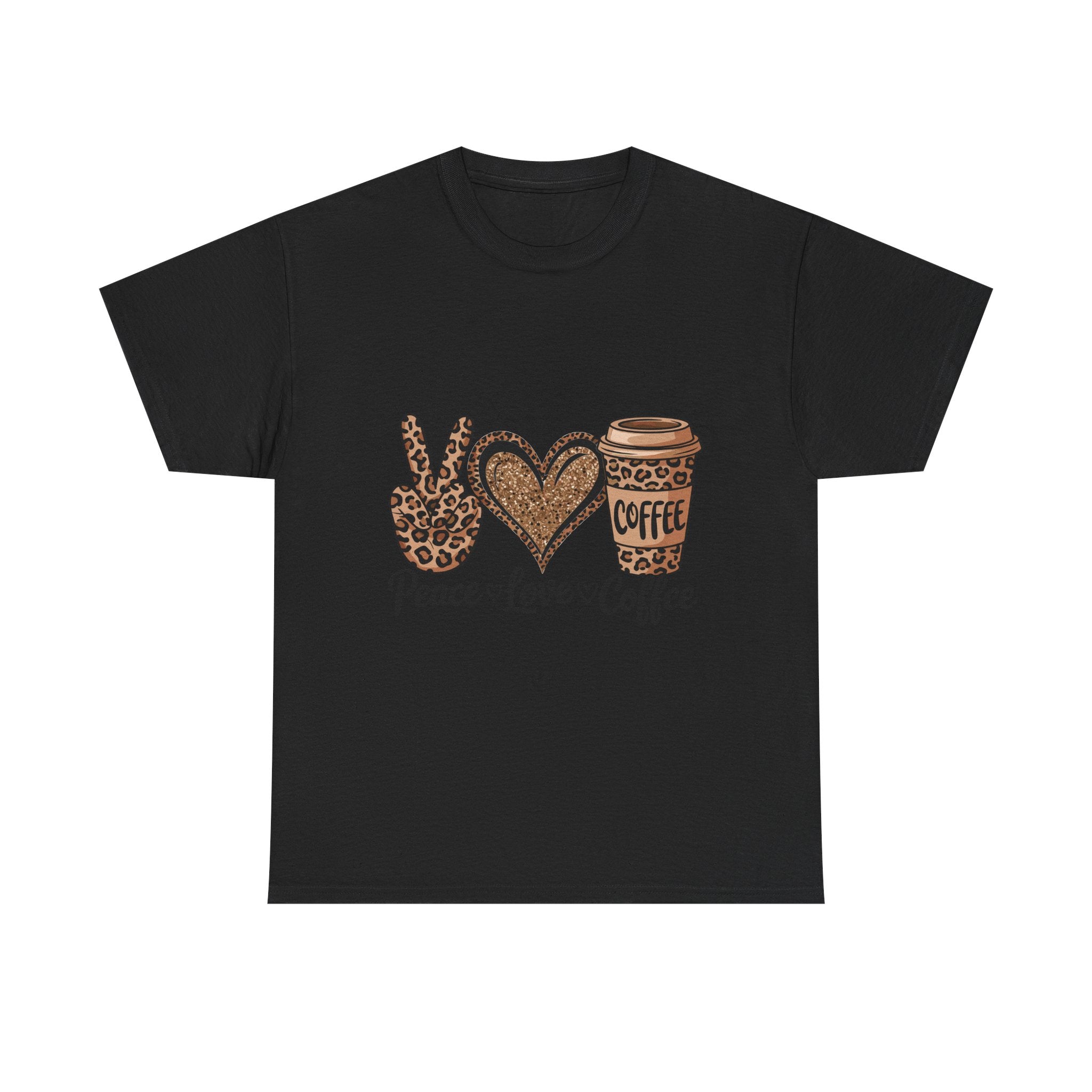 Peace, Love, Coffee Unisex Tee | Cozy Graphic Tee for Coffee Lovers