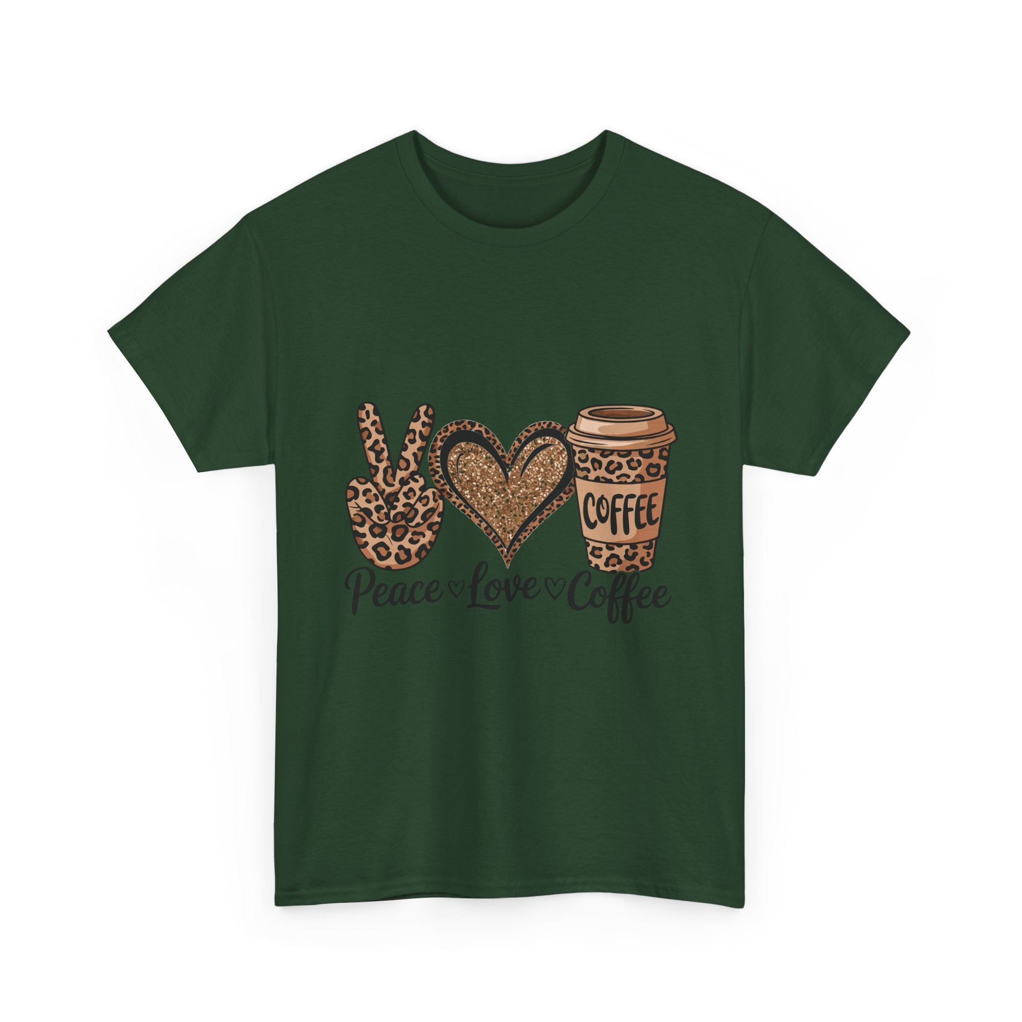 Peace, Love, Coffee Unisex Tee | Cozy Graphic Tee for Coffee Lovers