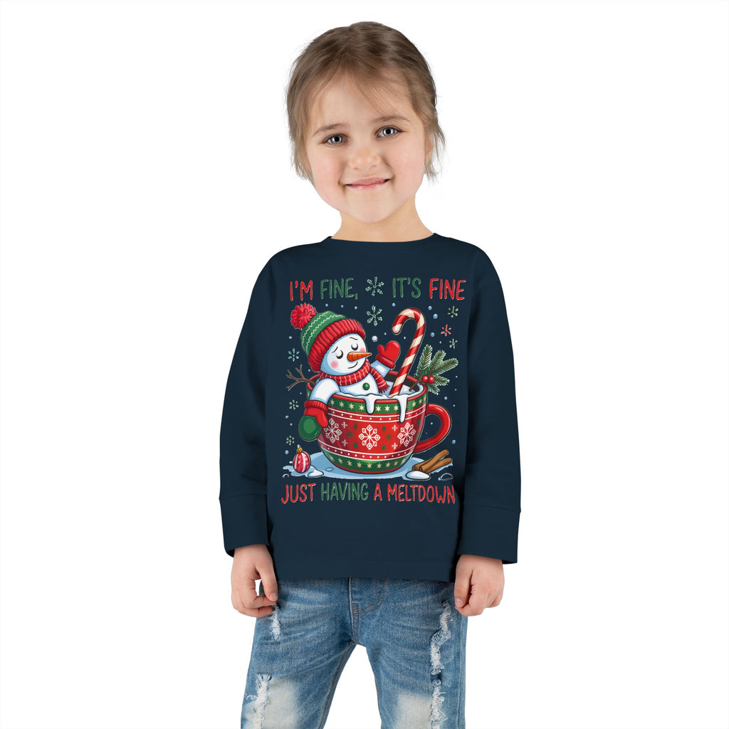 Cute Holiday Toddler Long Sleeve Tee, Christmas Shirt, Funny Snowman Top, Children's Winter Apparel, Merry & Bright Gift