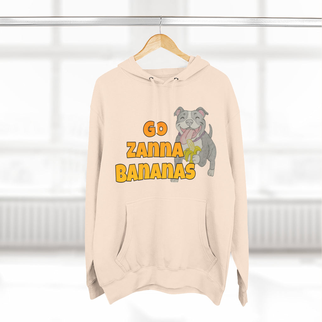 Go Zanna Bananas Fleece Hoodie, Funny Pet Lover Gift, Cozy Sweatshirt for Dog Owners, Perfect for Casual Wear, Great for Birthdays