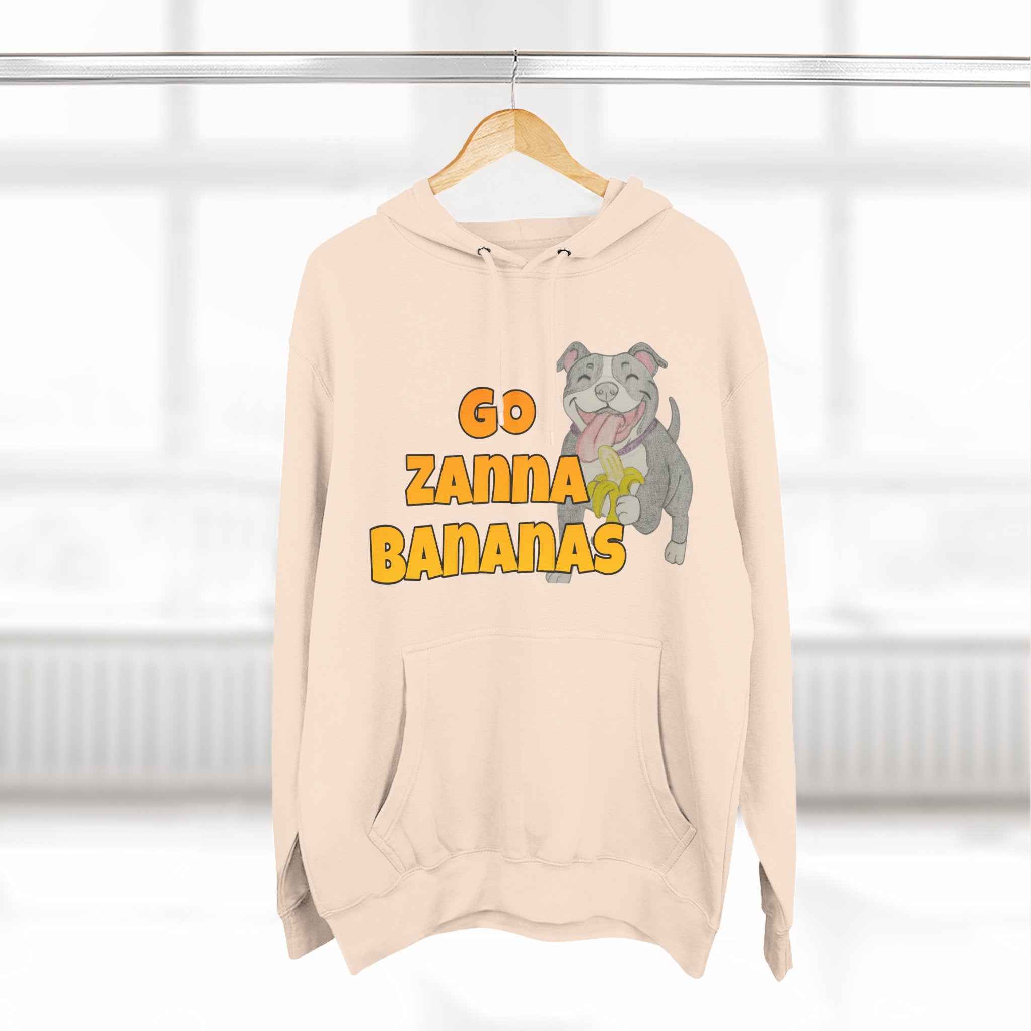 Go Zanna Bananas Fleece Hoodie, Funny Pet Lover Gift, Cozy Sweatshirt for Dog Owners, Perfect for Casual Wear, Great for Birthdays