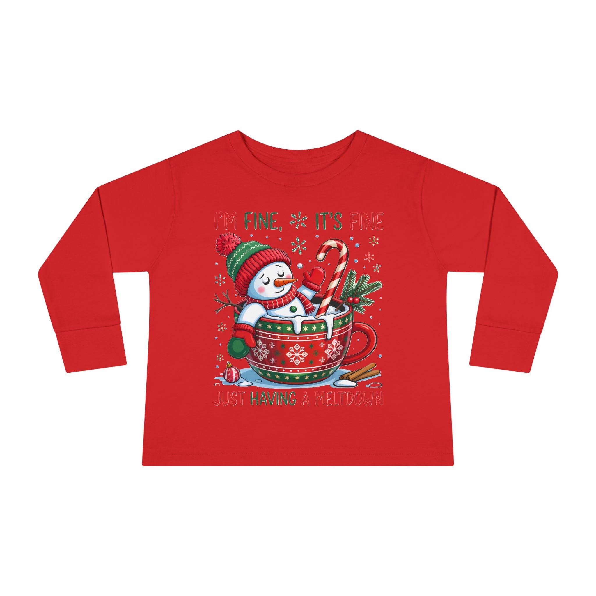 Cute Holiday Toddler Long Sleeve Tee, Christmas Shirt, Funny Snowman Top, Children's Winter Apparel, Merry & Bright Gift