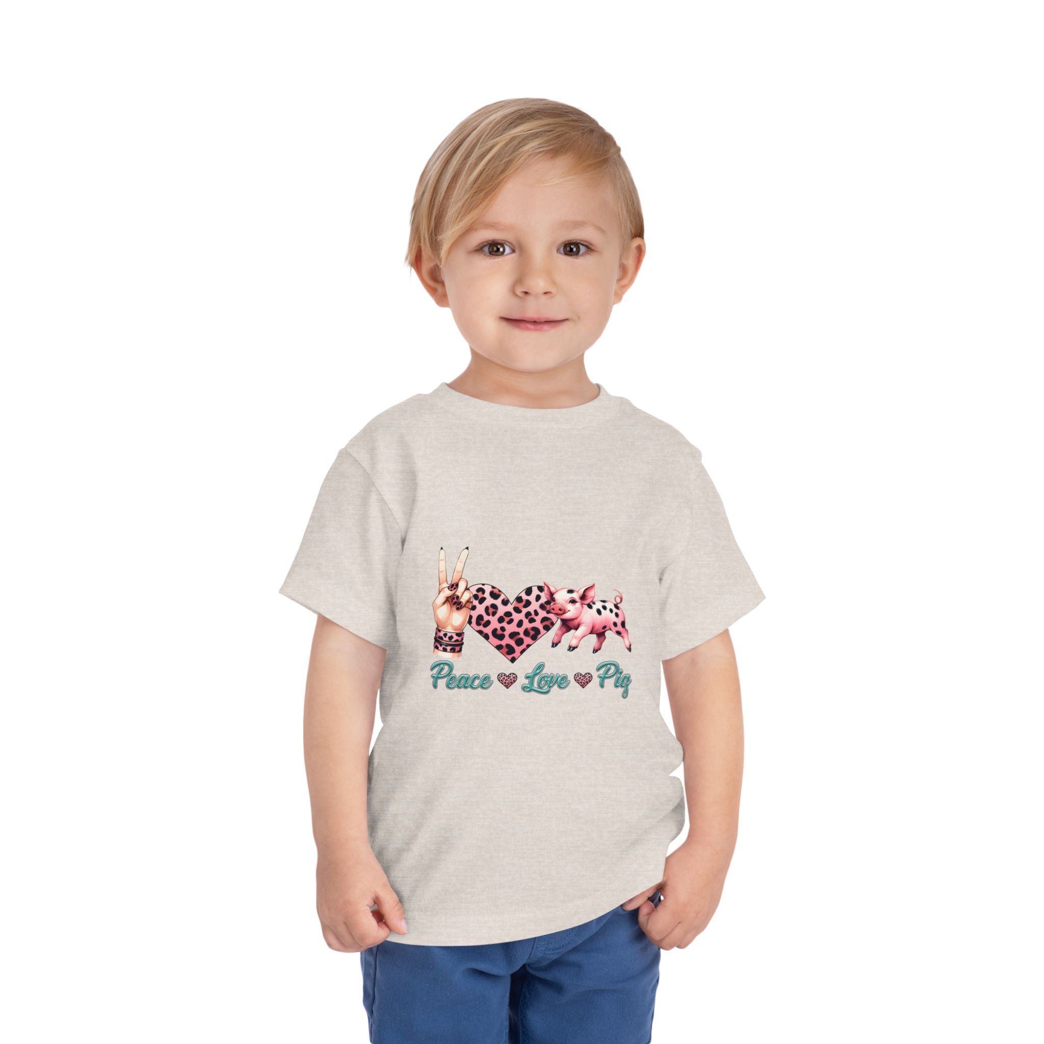 Toddler Peace, Love & Pig Tee, Cute Kid's T-Shirt, Animal Lovers Gift, Birthday Outfit, Playful Graphic Tee