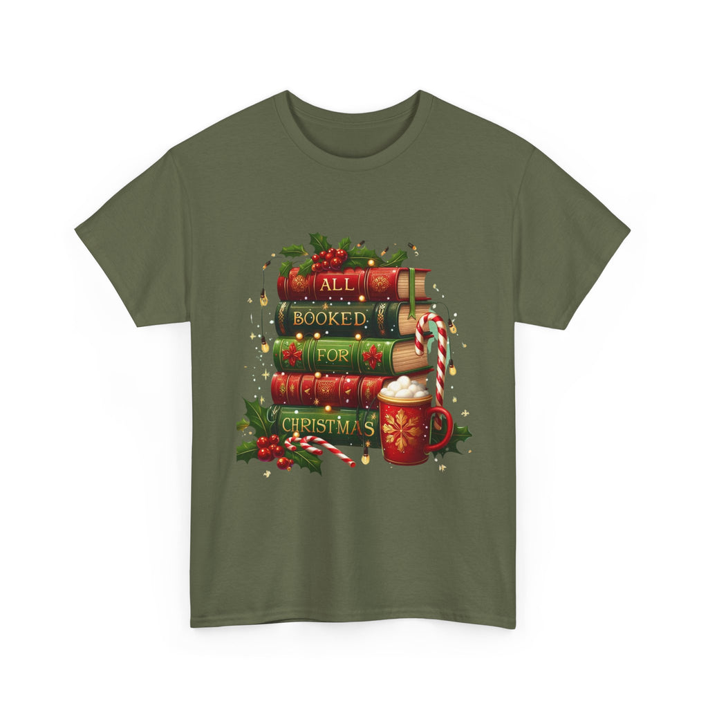 Christmas Themed Tee, Festive T-Shirt, Book Lovers Gift, Holiday Apparel, Cozy Winter Wear, Unisex Cotton Tee