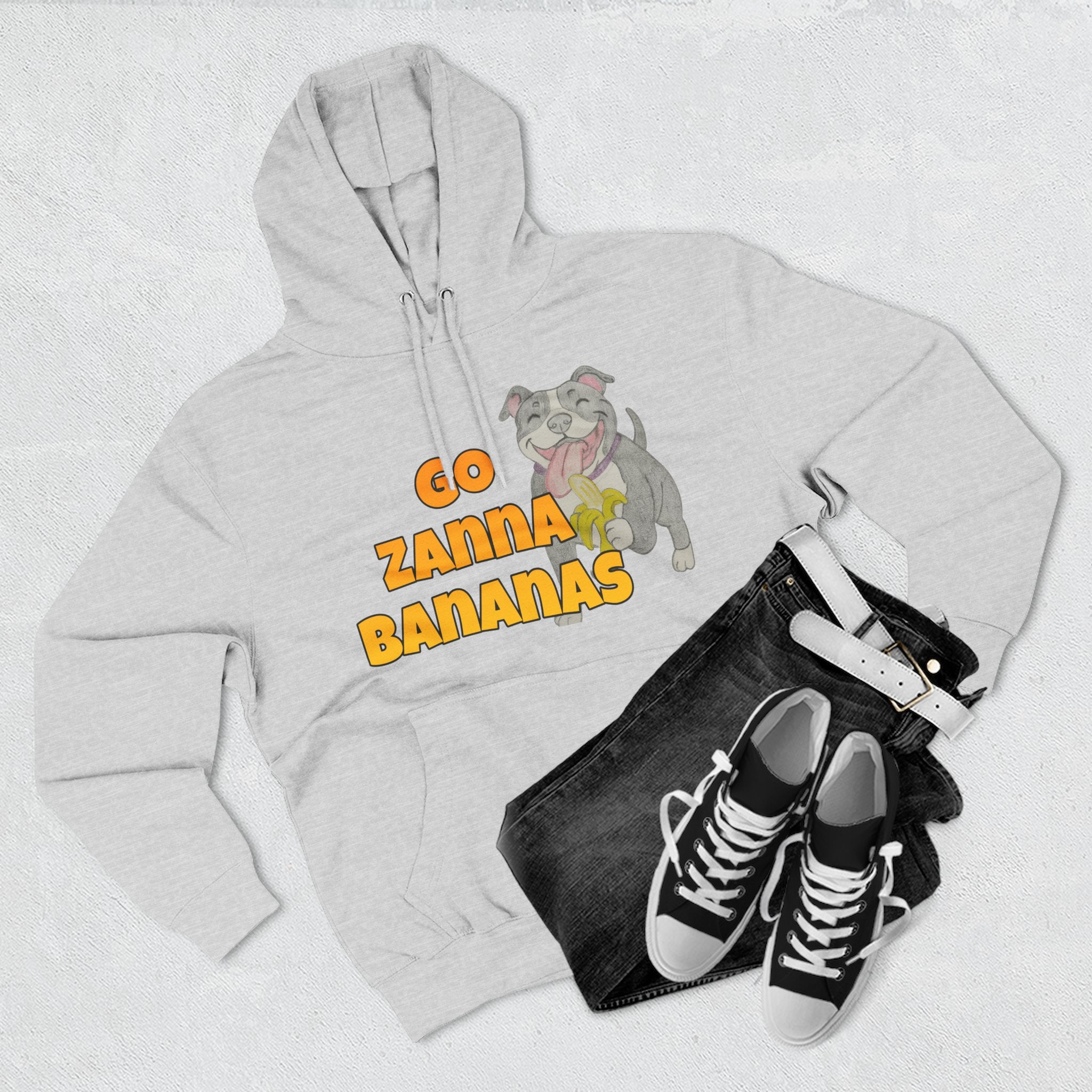Go Zanna Bananas Fleece Hoodie, Funny Pet Lover Gift, Cozy Sweatshirt for Dog Owners, Perfect for Casual Wear, Great for Birthdays